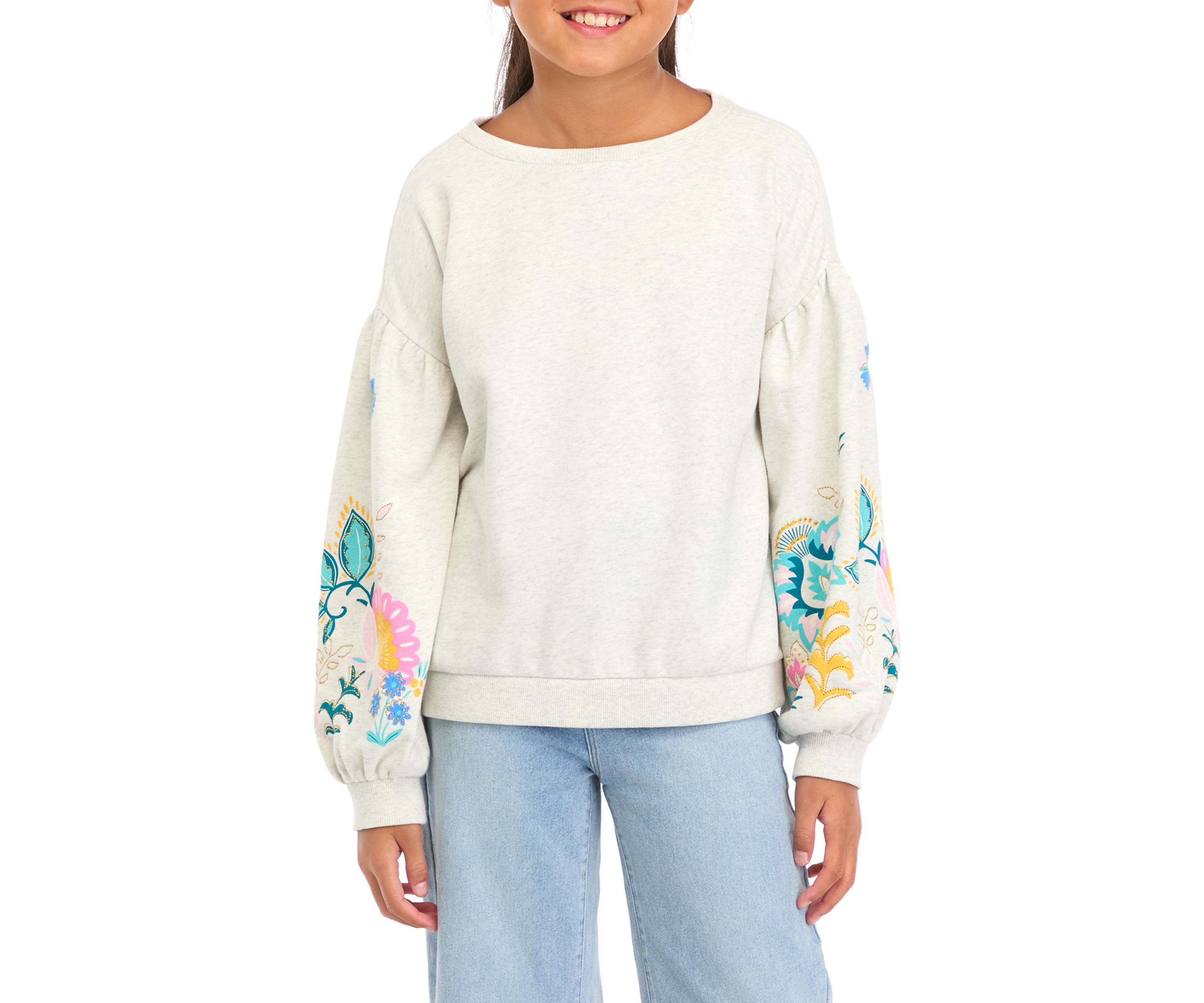 Girls 7-16 Long Puff Sleeve Sweatshirt