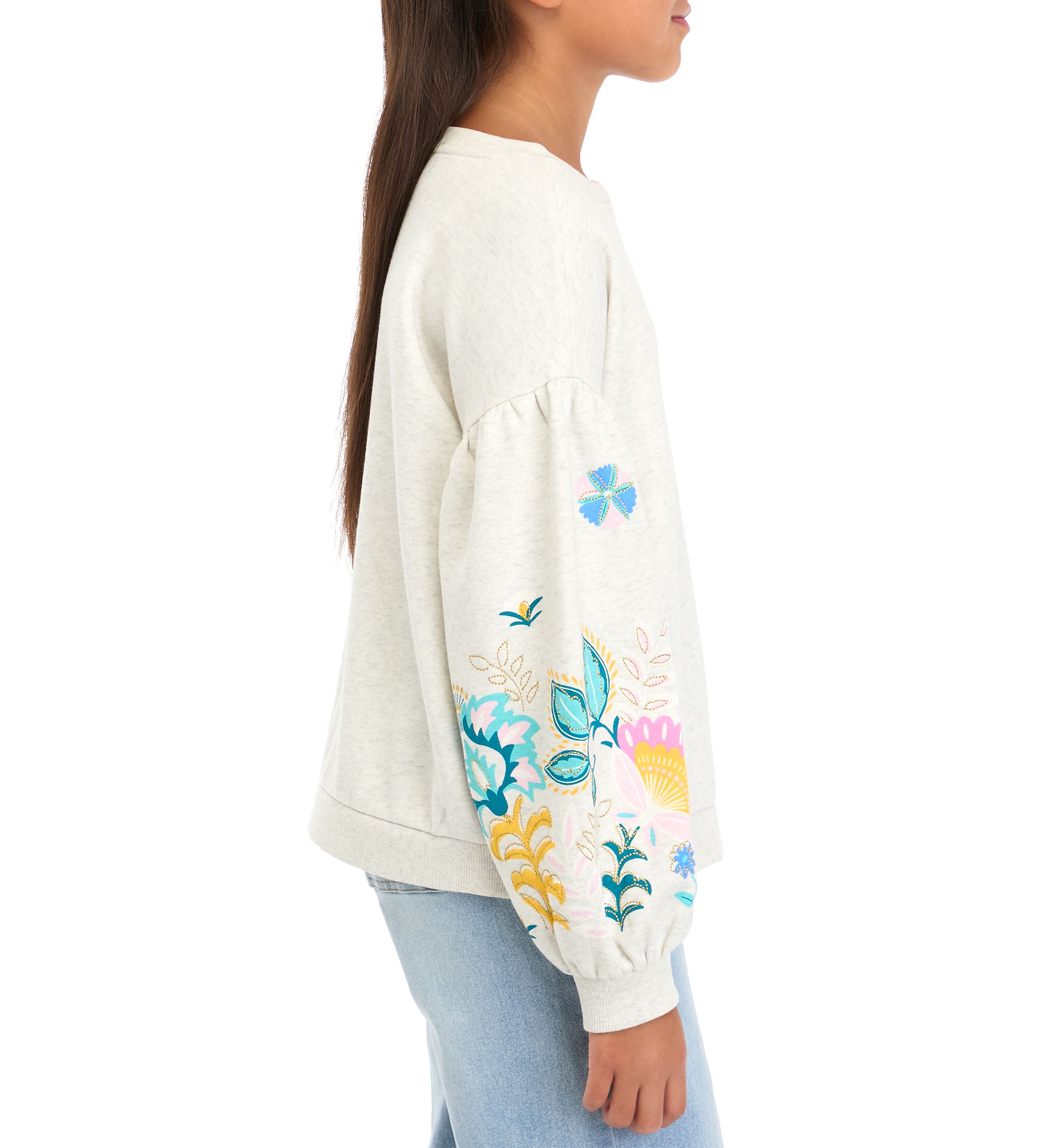 Girls 7-16 Long Puff Sleeve Sweatshirt