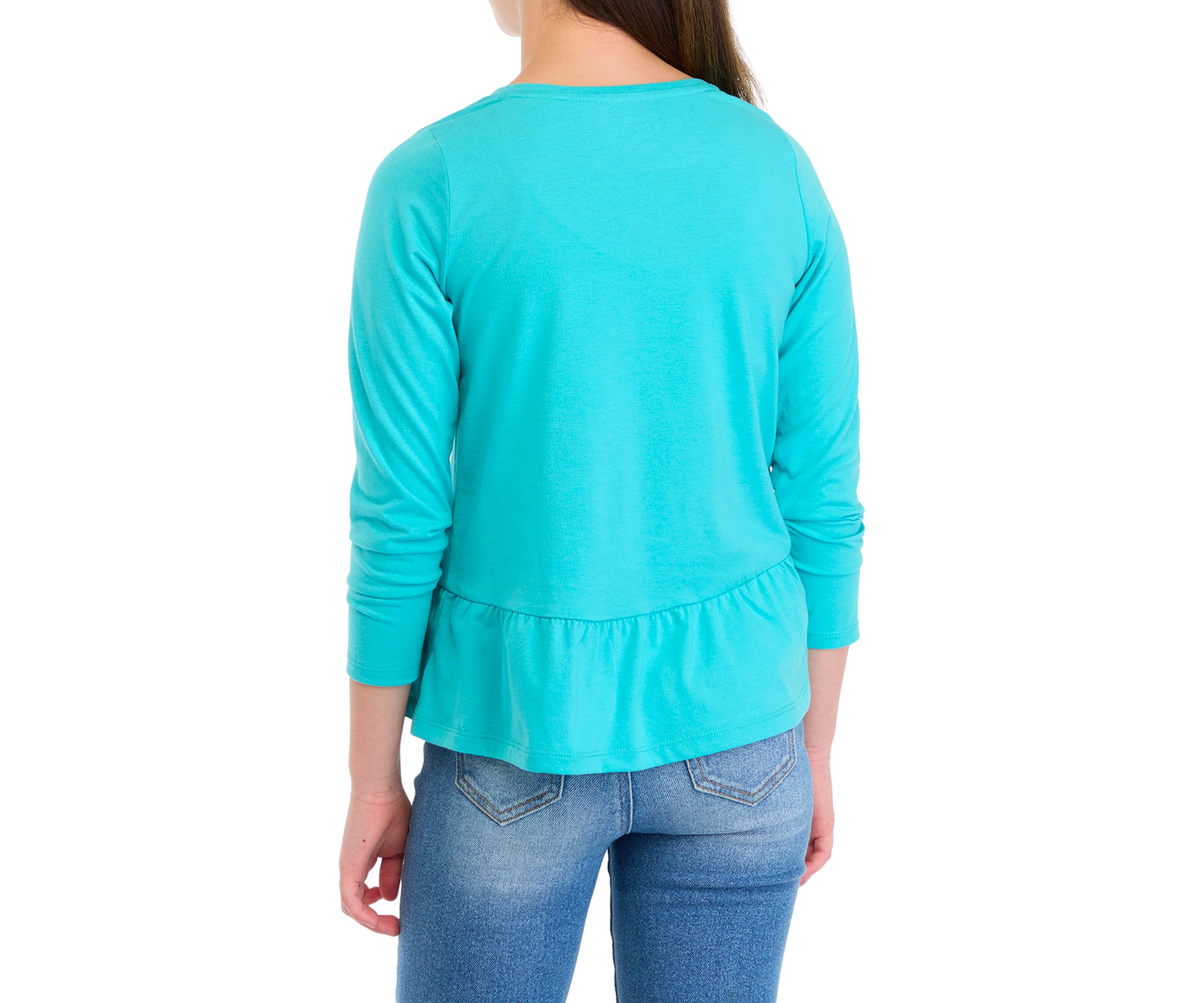 Girls 7-16 Long Sleeve Pocket Eyelet T-Shirt