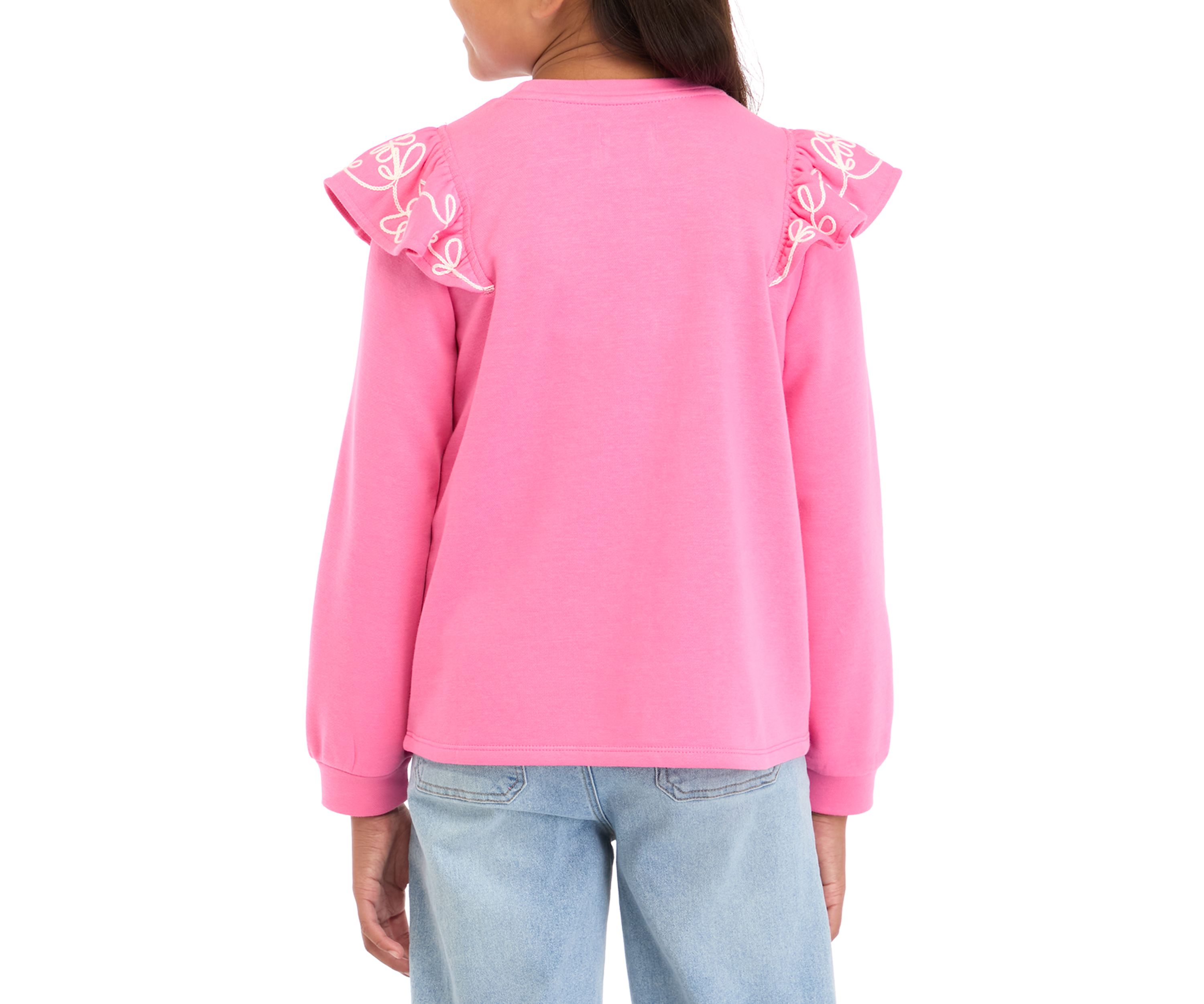 Girls 7-16 Long Sleeve Ruffle Front Sweatshirt
