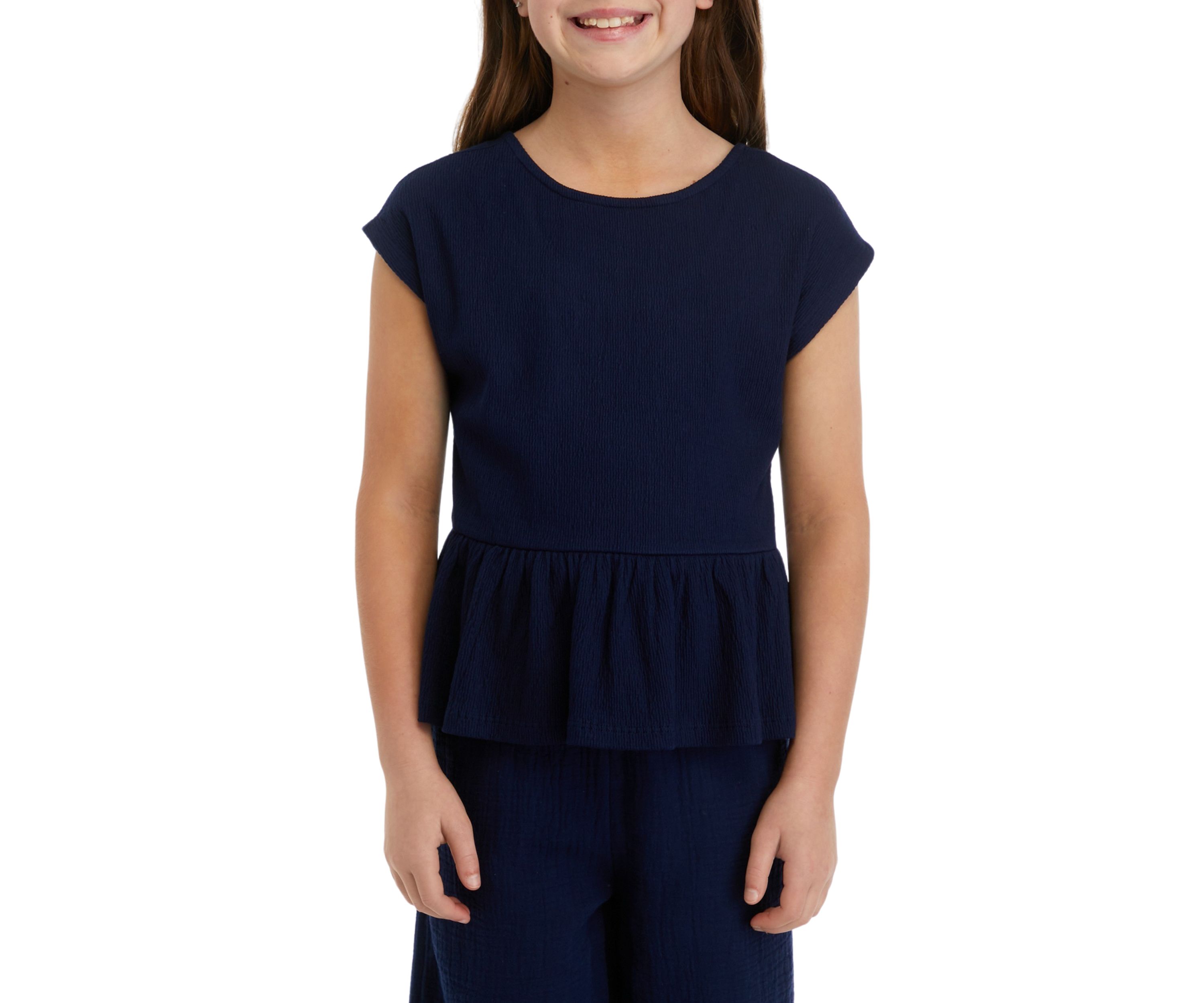 Girls 7-16 Crinkle Knit Bow Back Top