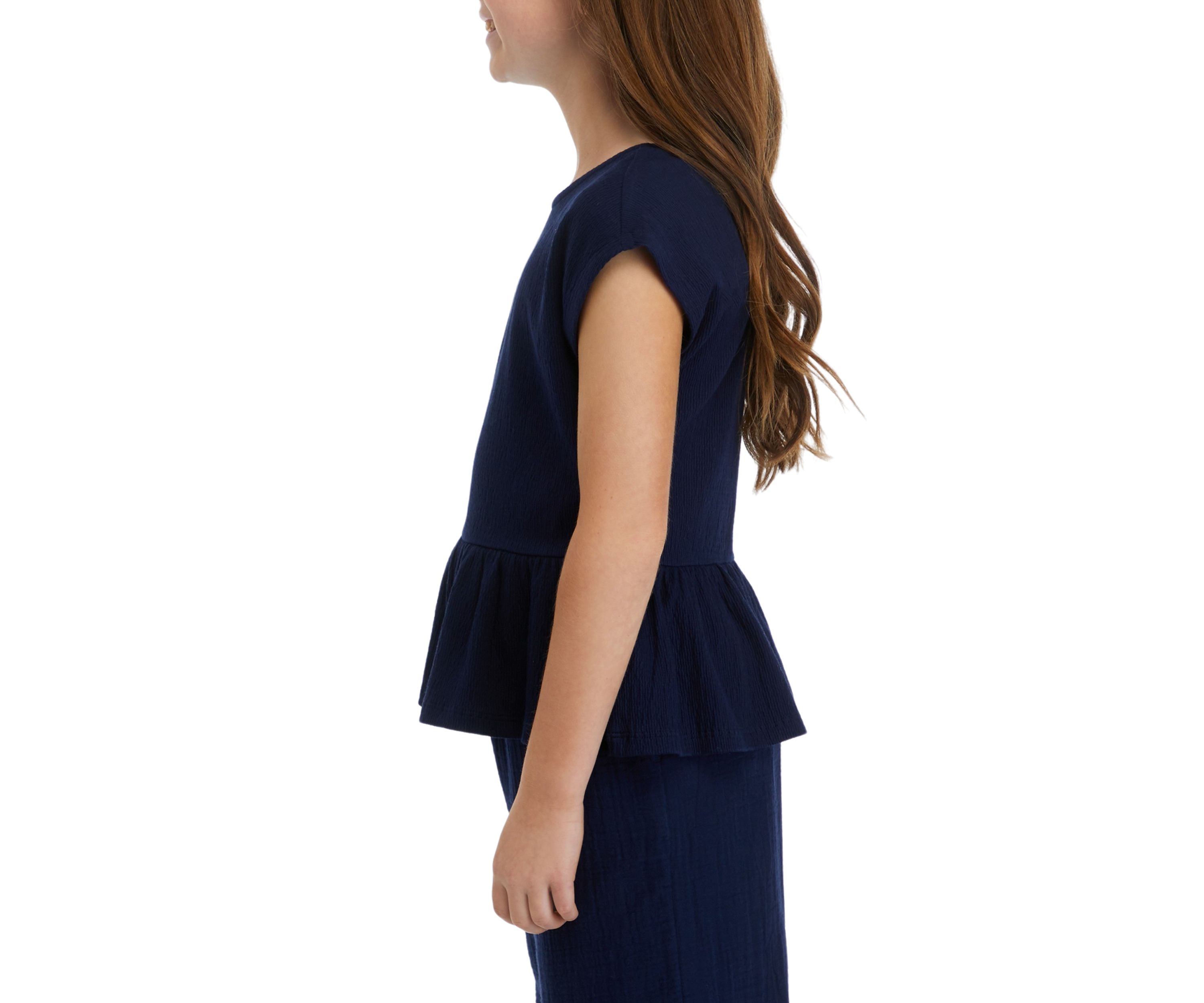 Girls 7-16 Crinkle Knit Bow Back Top
