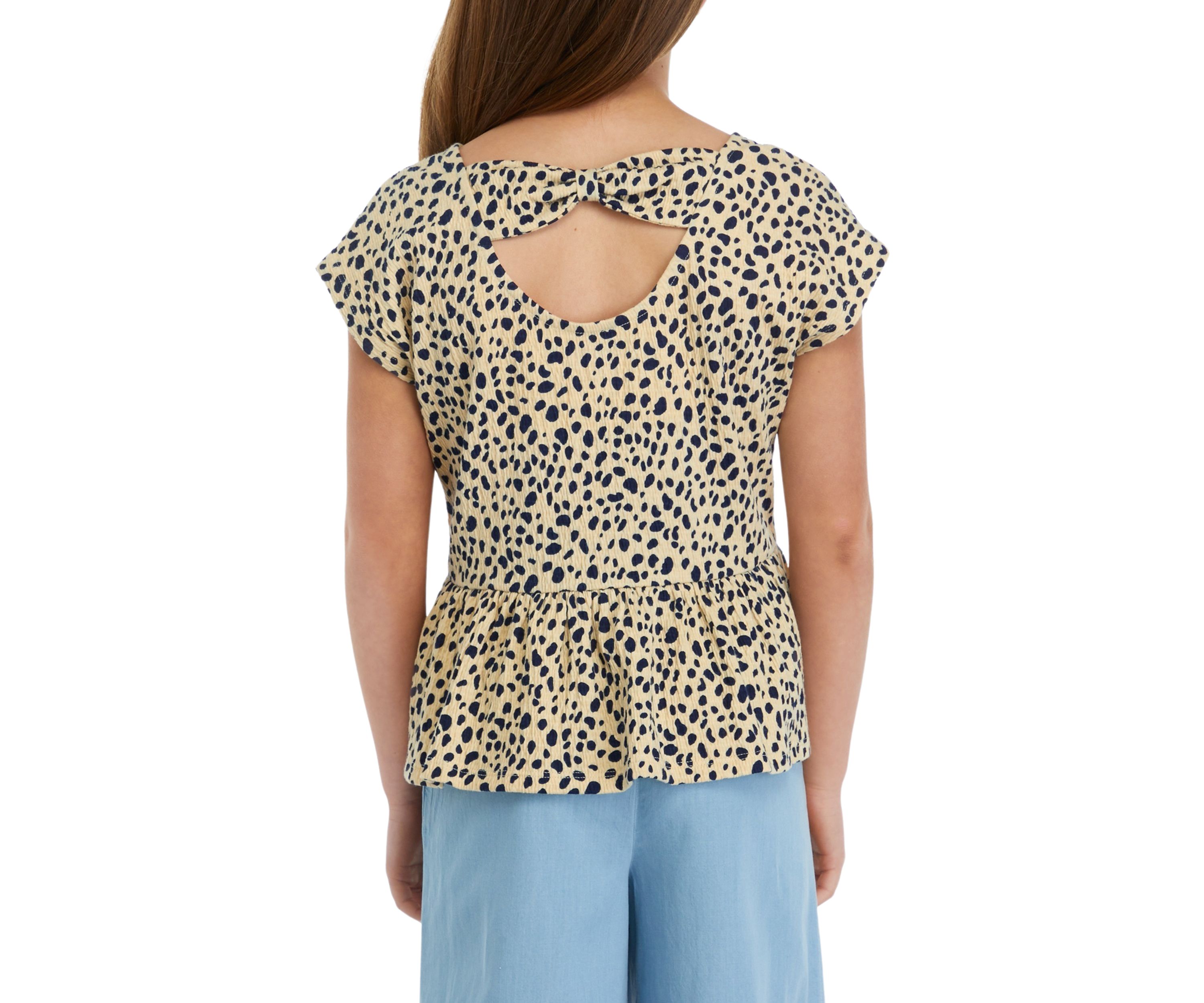 Girls 7-16 Printed Bow Back Top