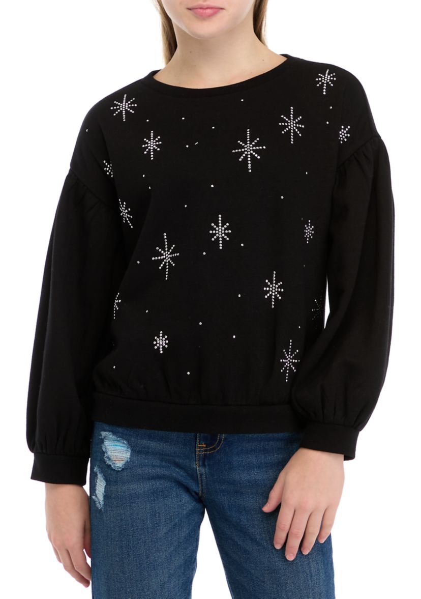 Girls 7-16 Long Puff Sleeve Sweatshirt