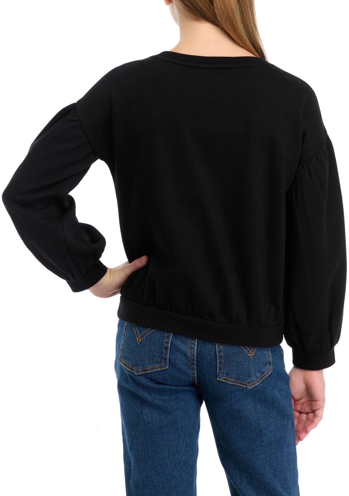 Girls 7-16 Long Puff Sleeve Sweatshirt