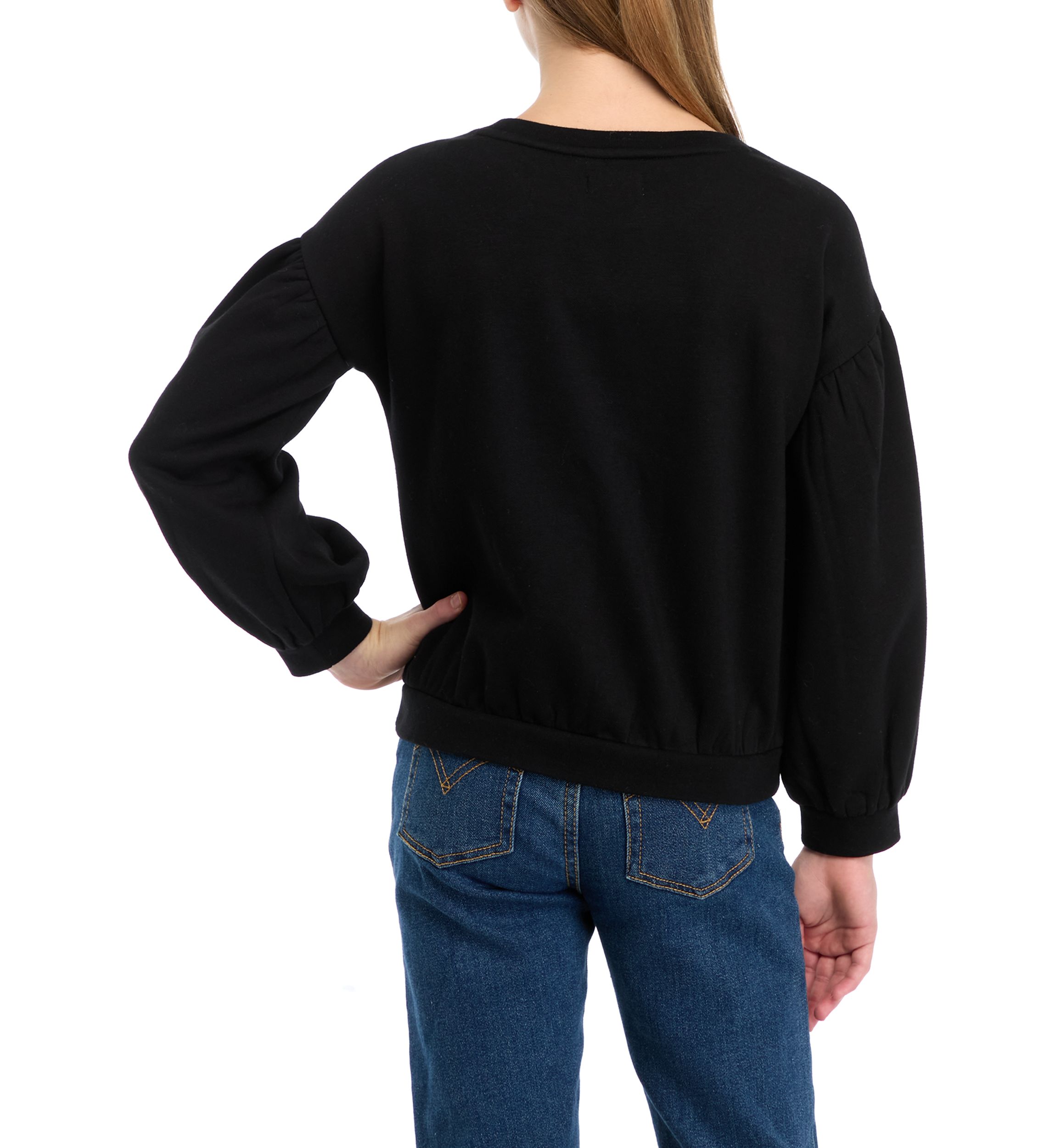 Girls 7-16 Long Puff Sleeve Sweatshirt
