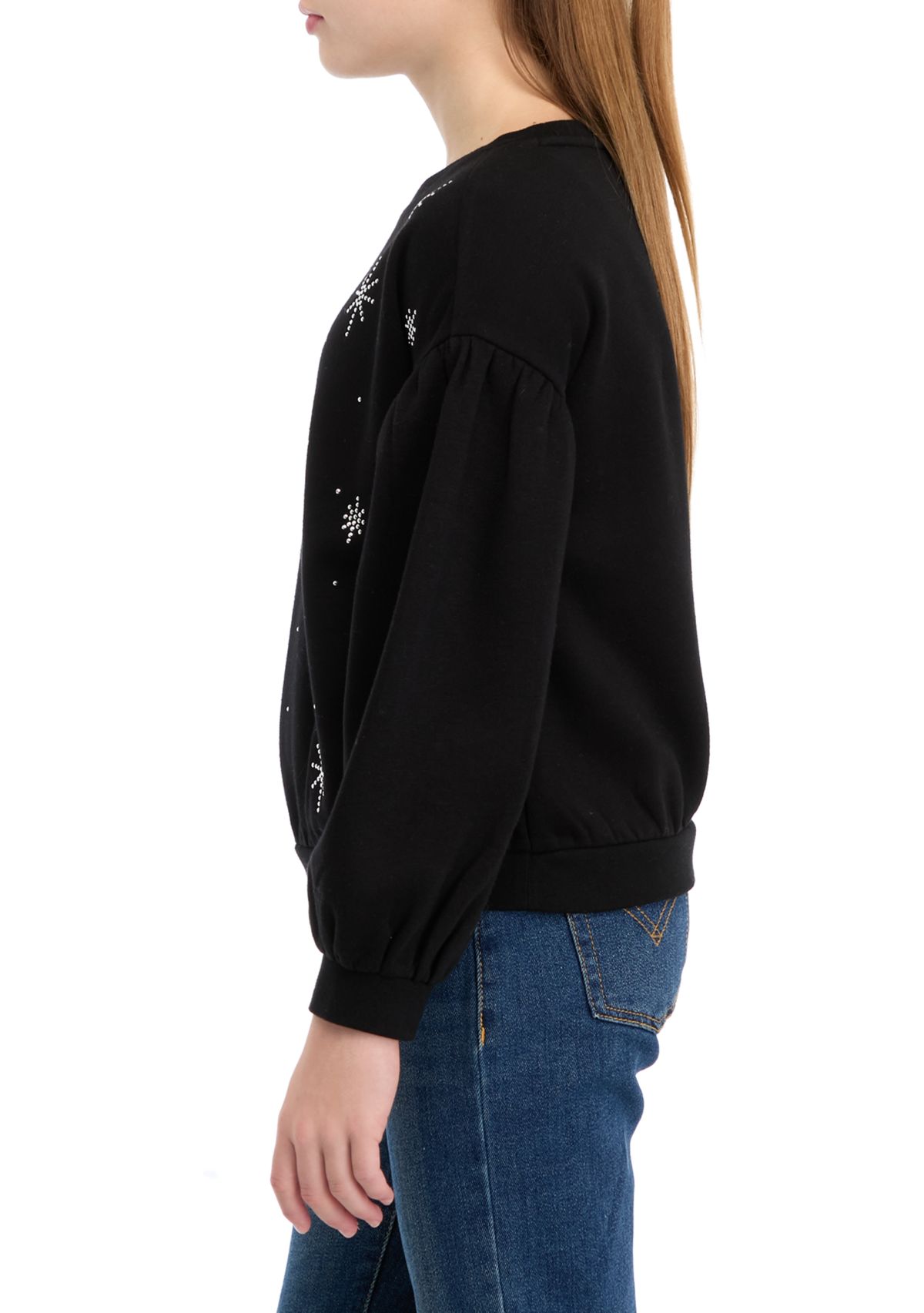 Girls 7-16 Long Puff Sleeve Sweatshirt