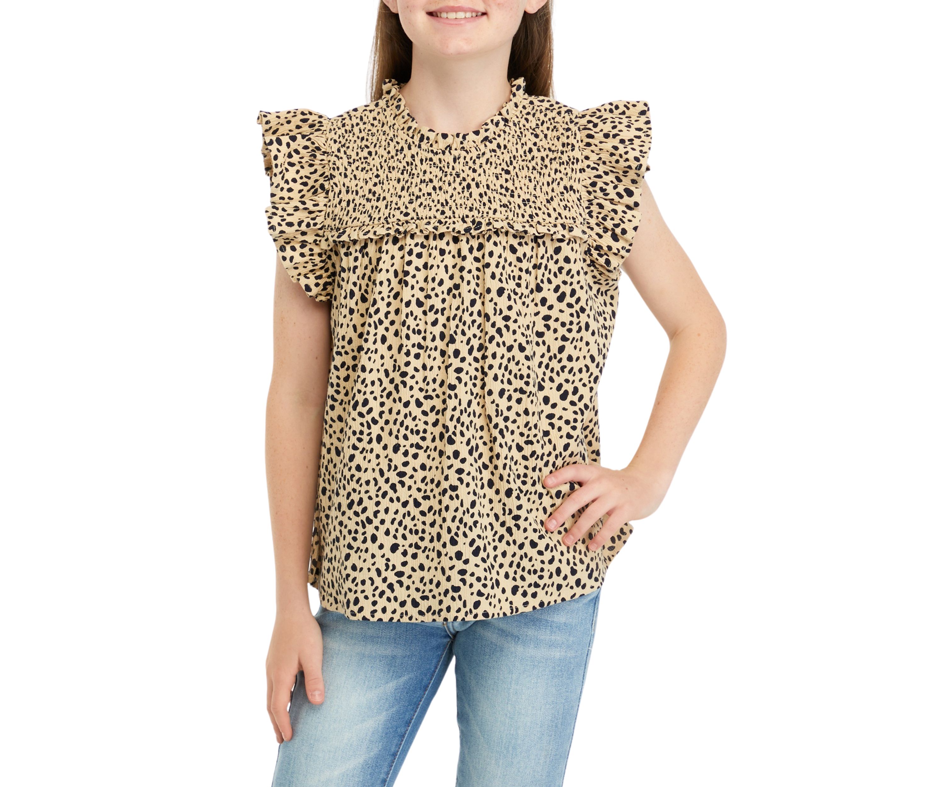 Girls 7-16 High Neck Ruffle Top