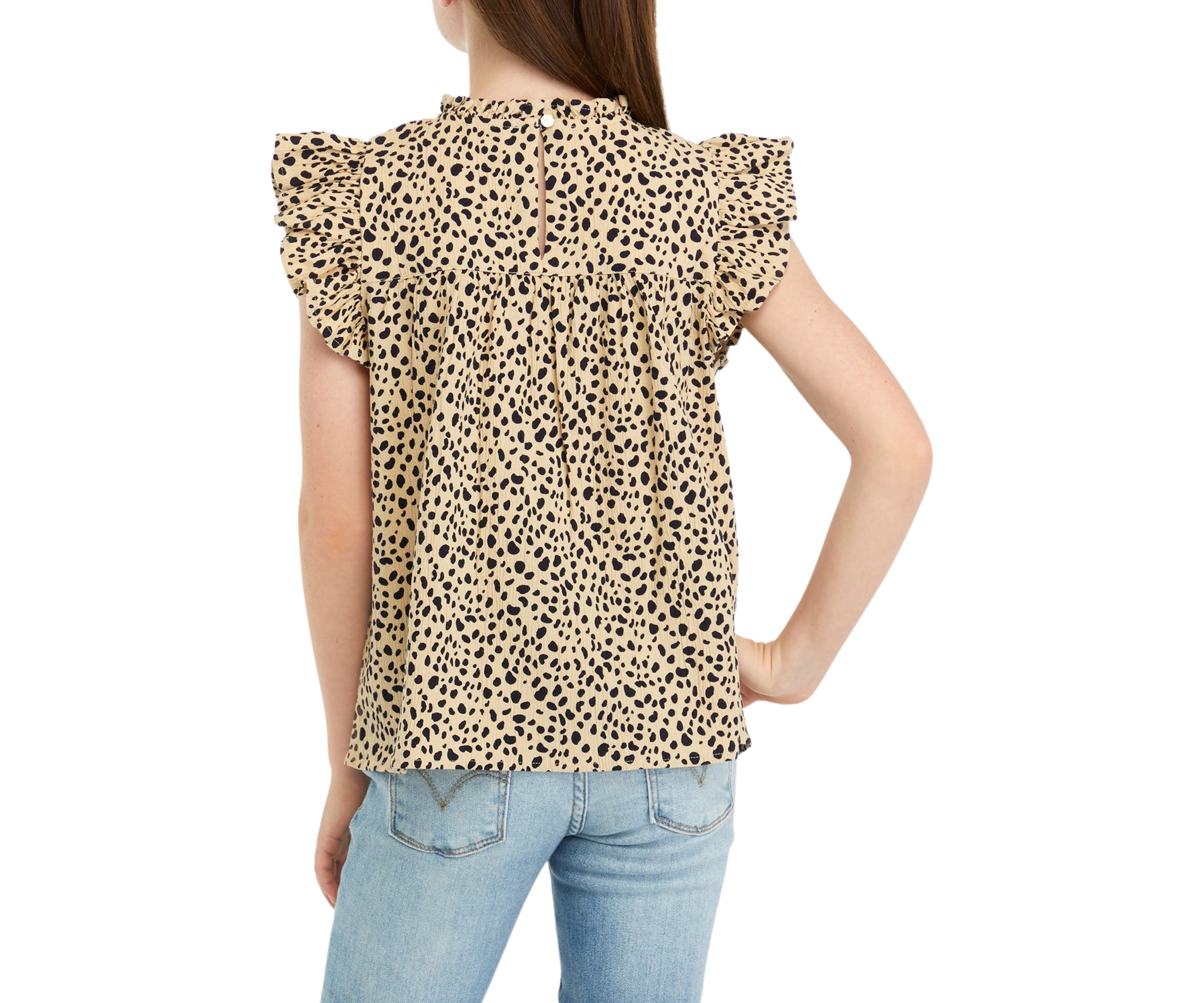 Girls 7-16 High Neck Ruffle Top