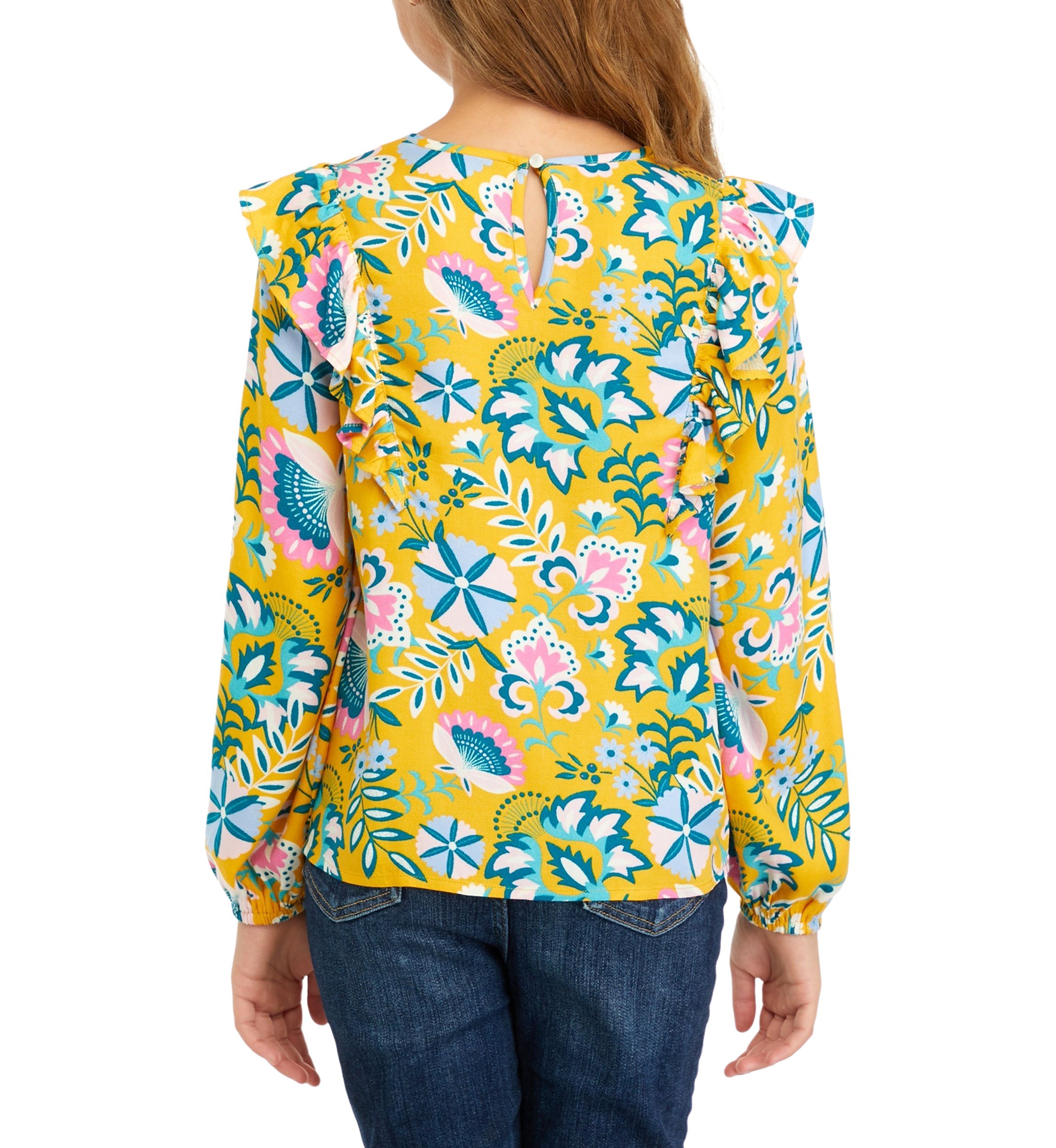Girls 7-16 Printed Ruffle Top