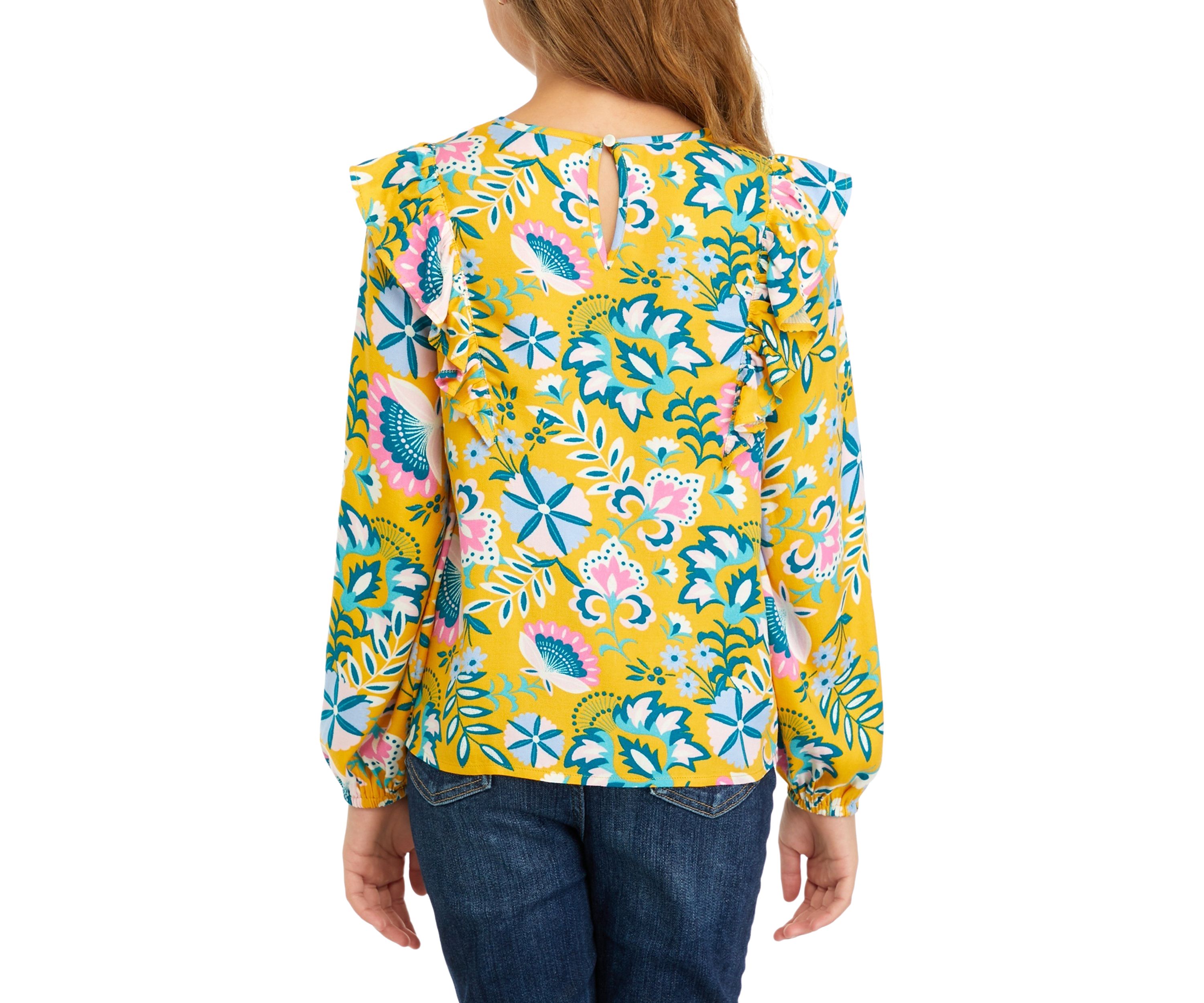 Girls 7-16 Printed Ruffle Top