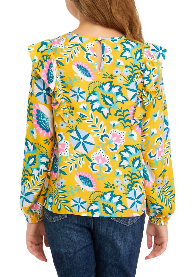 Girls 7-16 Printed Ruffle Top