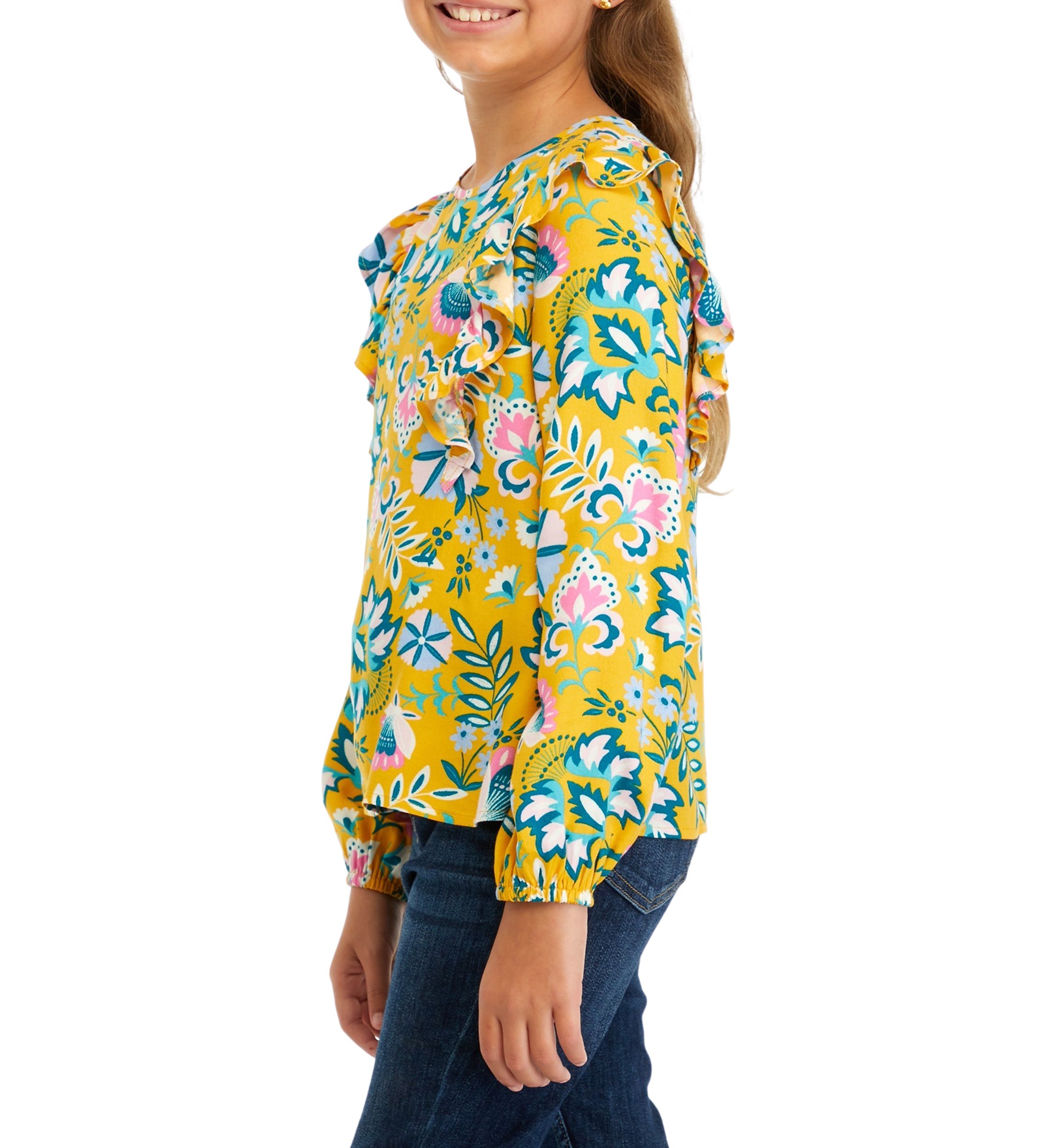 Girls 7-16 Printed Ruffle Top