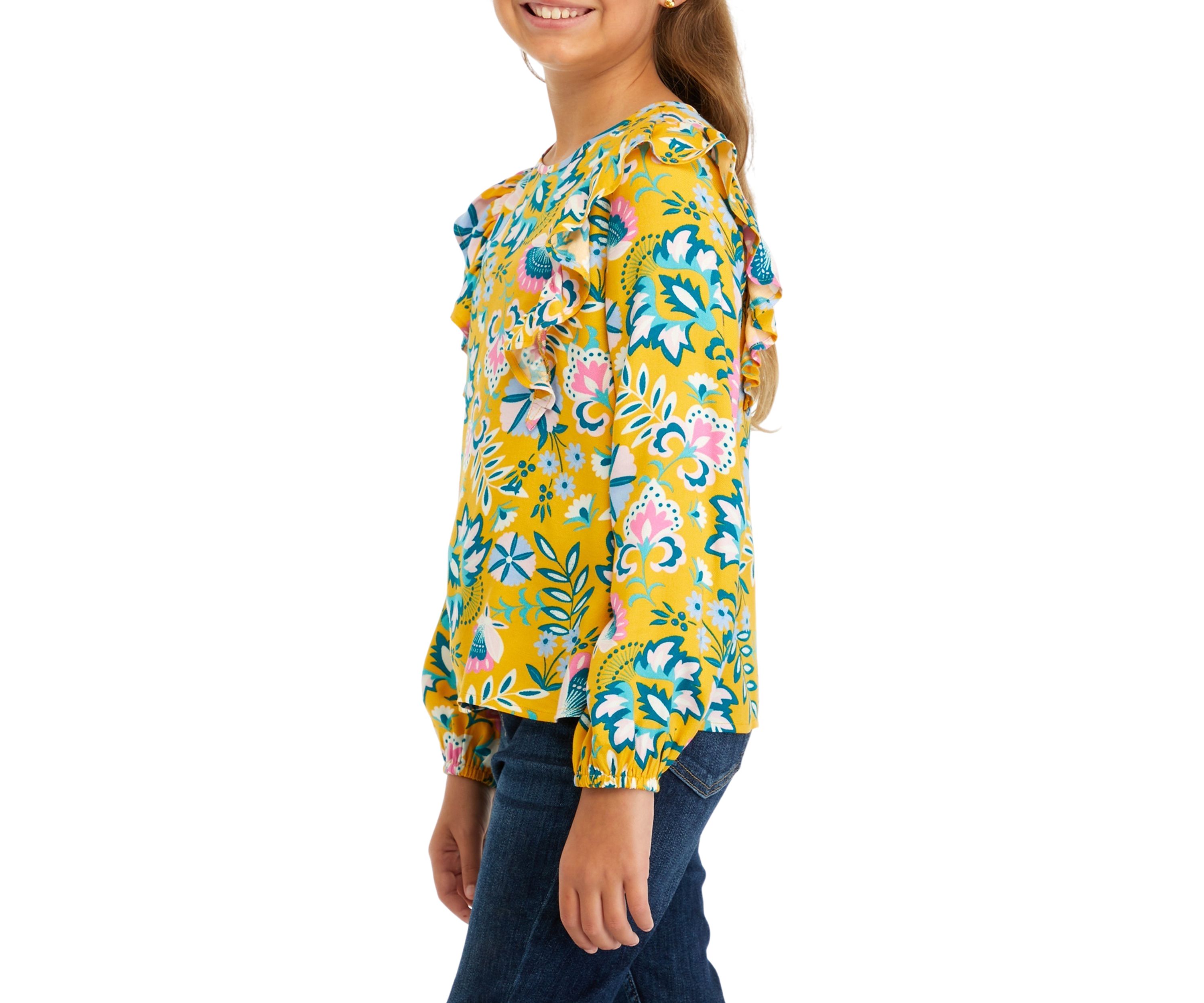 Girls 7-16 Printed Ruffle Top