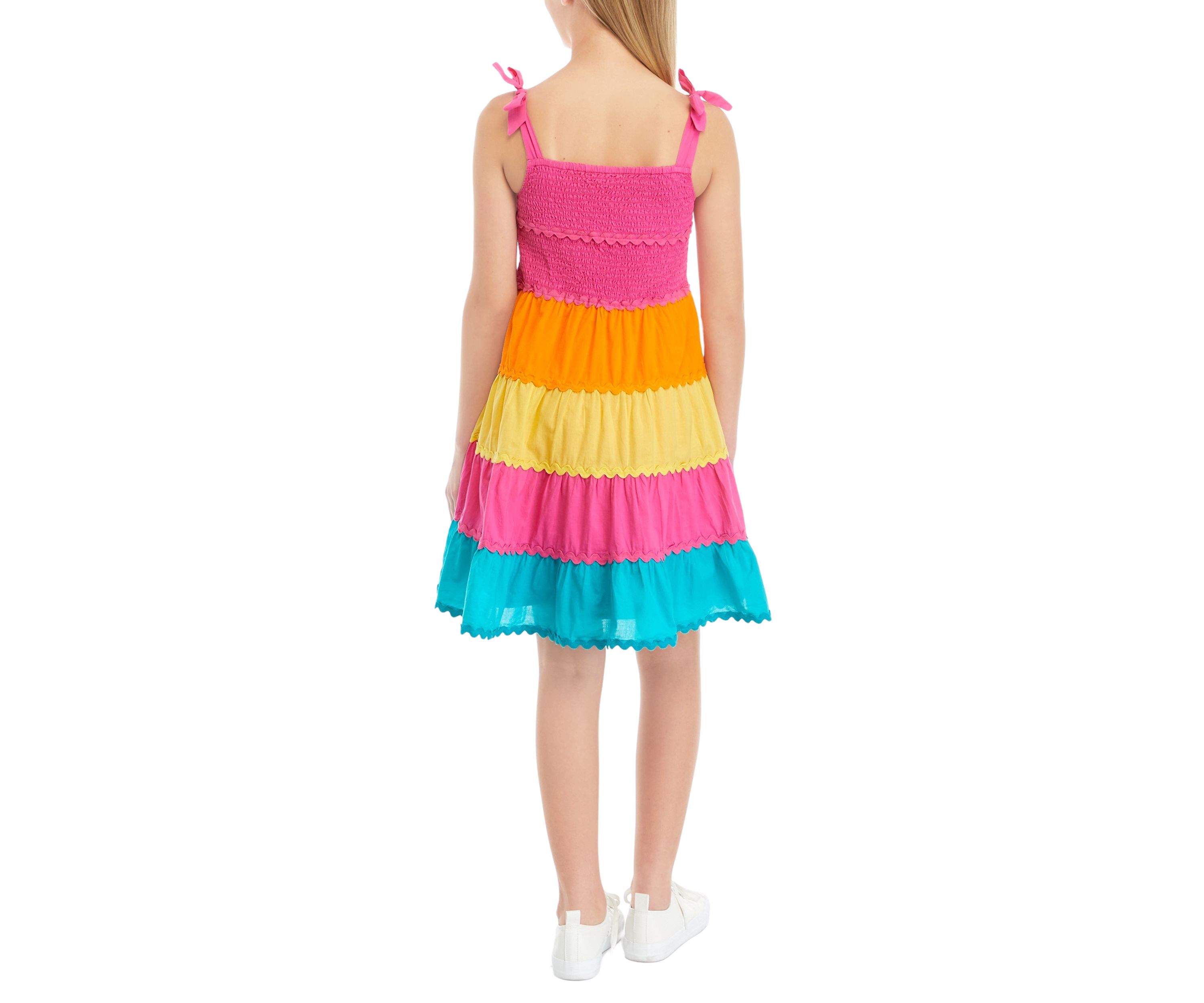 Girls 7-16 Bow Strap Color Blocked Dress