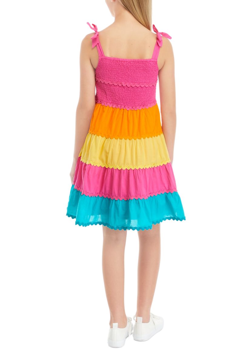 Girls 7-16 Bow Strap Color Blocked Dress