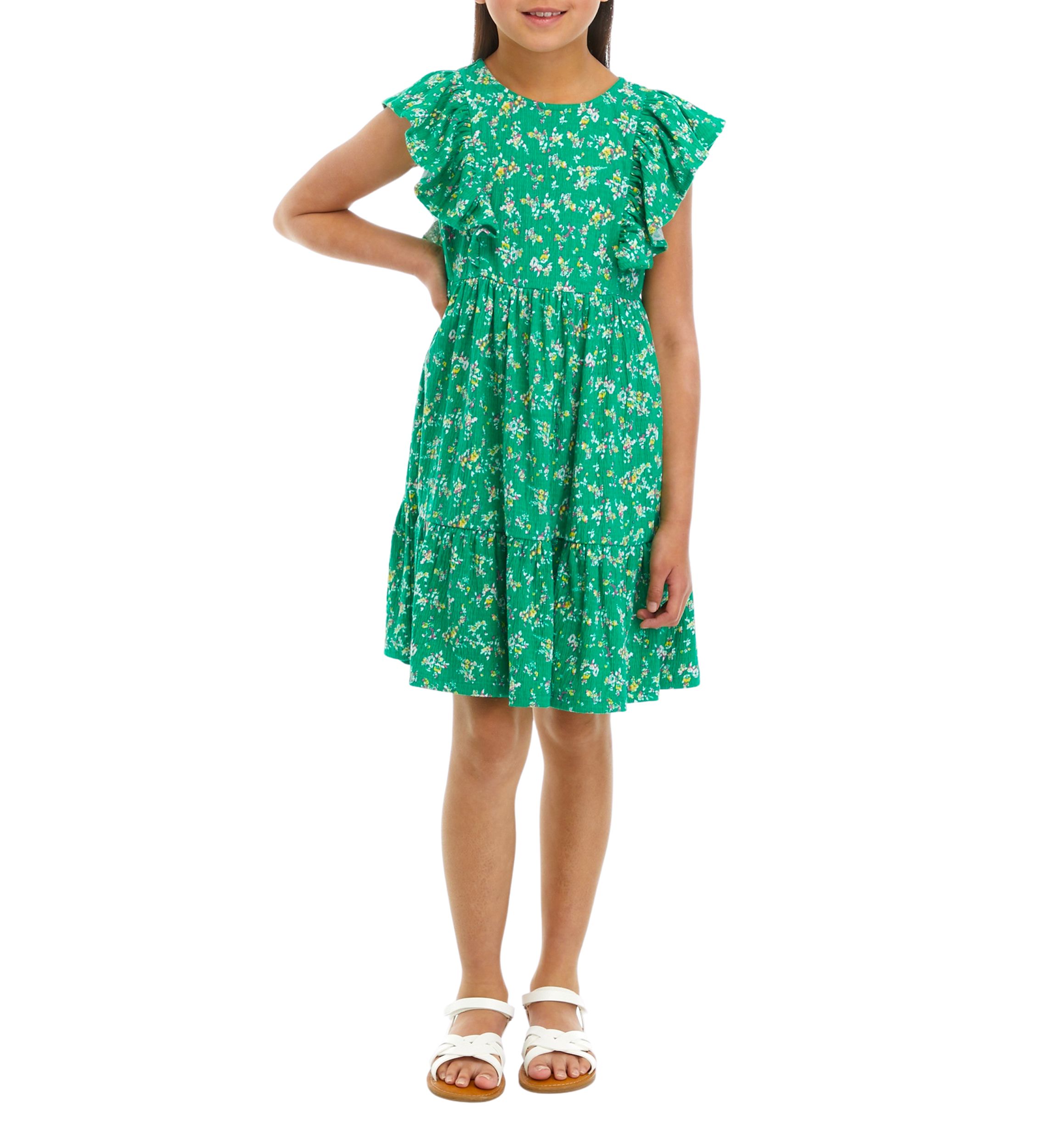 Girls 7-16 Print Crinkle Knit Dress