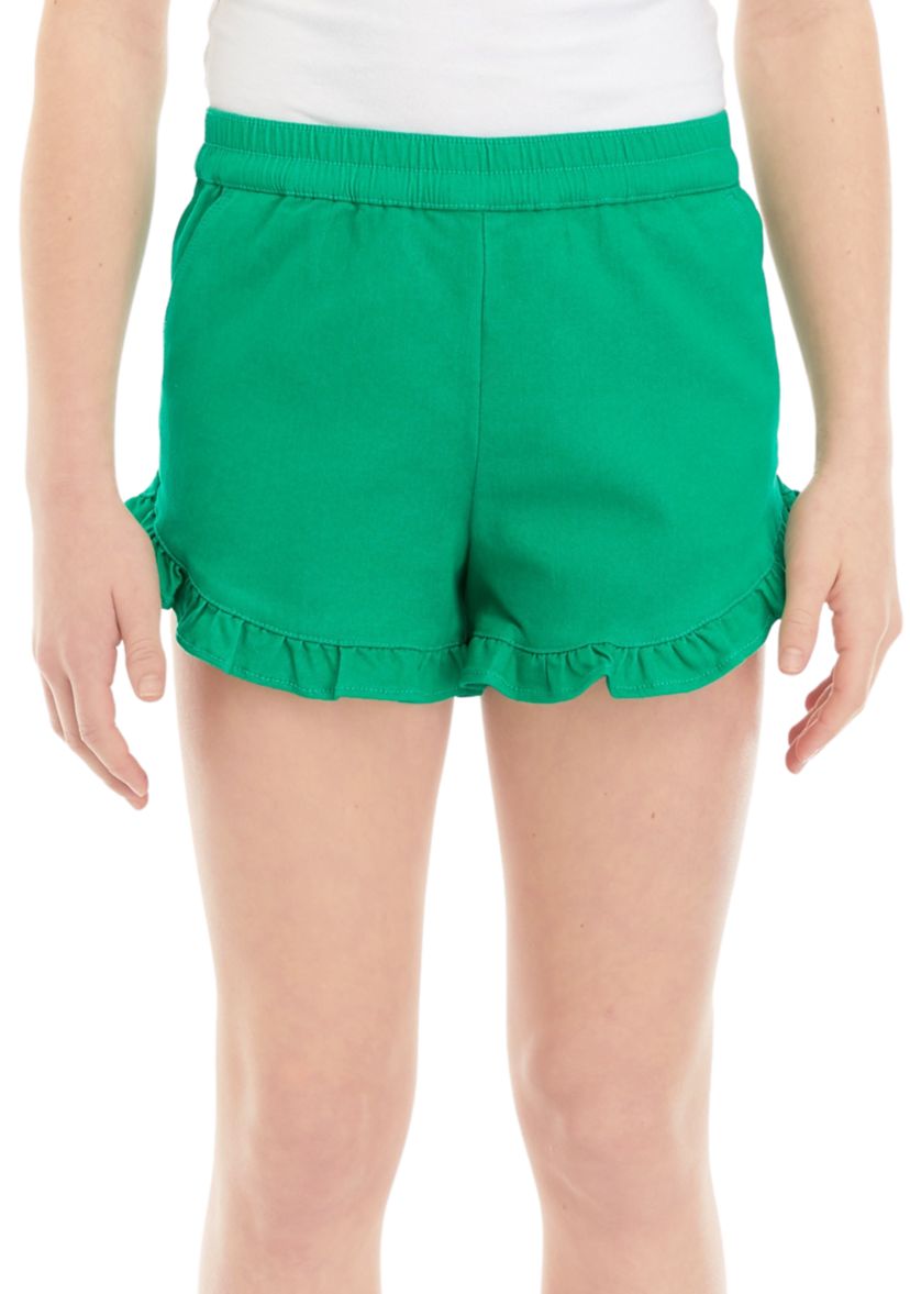 Girls 7-16 Stretch Twill Ruffle Shorts