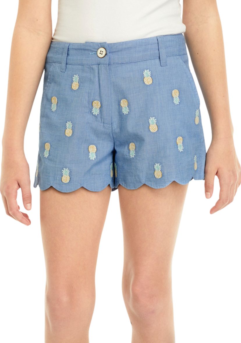 Girls 7-16 Scalloped Hem Printed Shorts