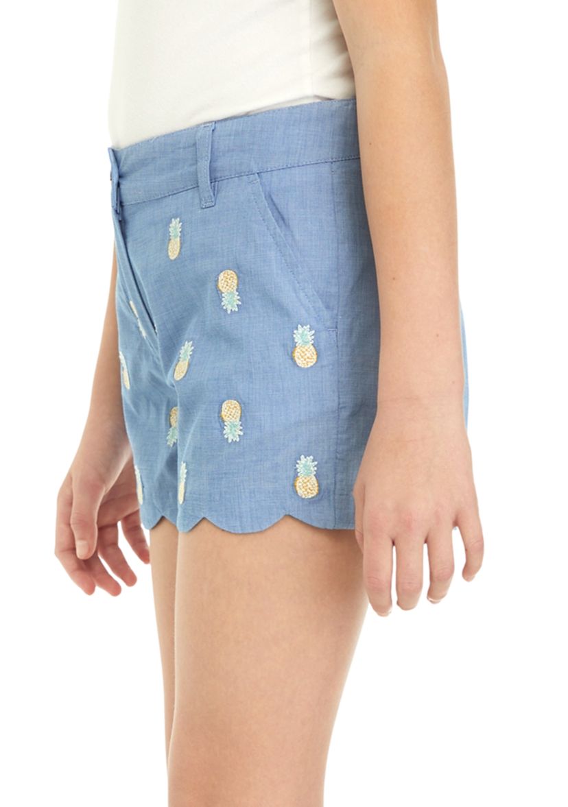 Girls 7-16 Scalloped Hem Printed Shorts