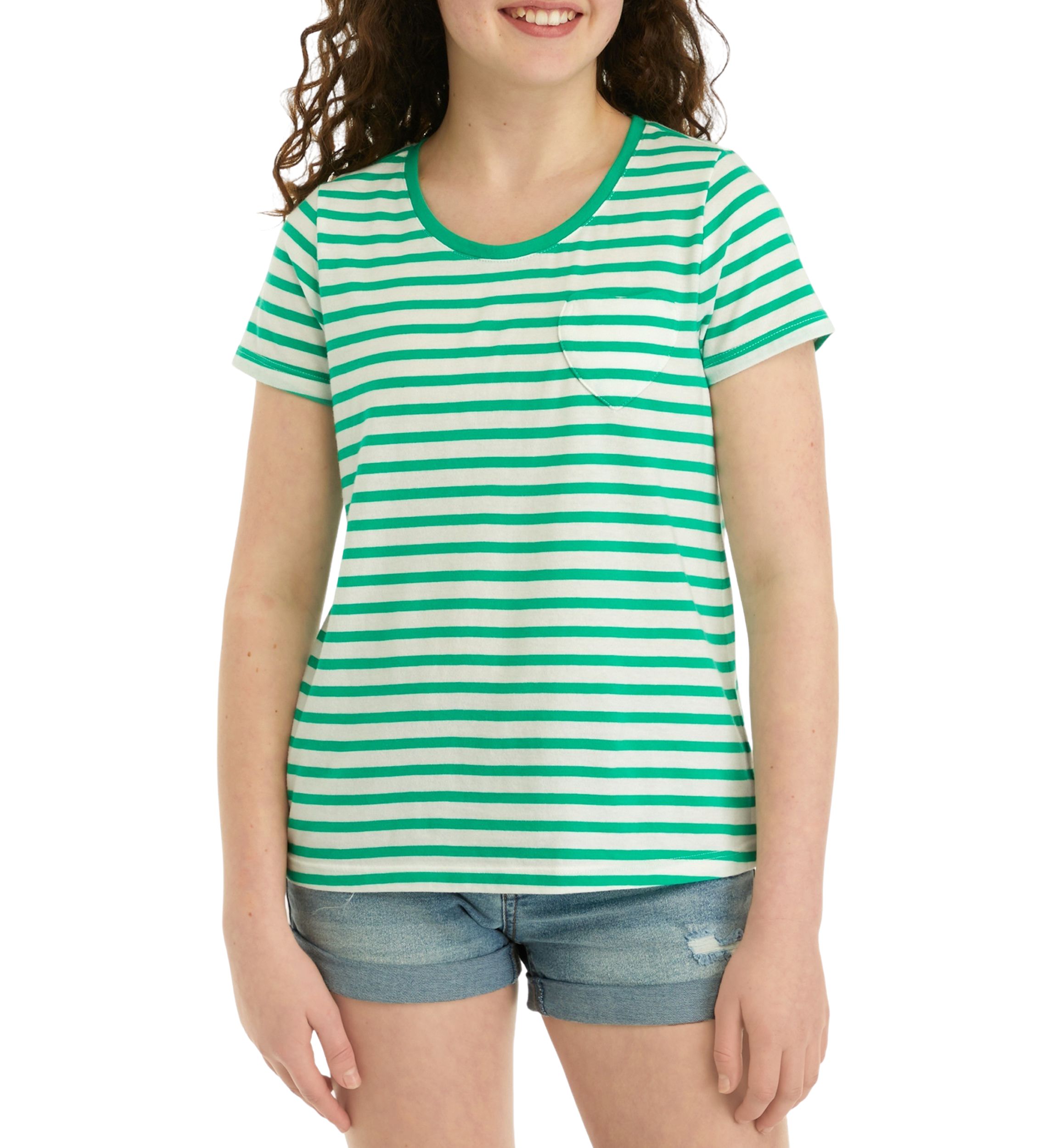 Girls 7-16 Short Sleeve Essential Jersey Yarn Dyed T-Shirt