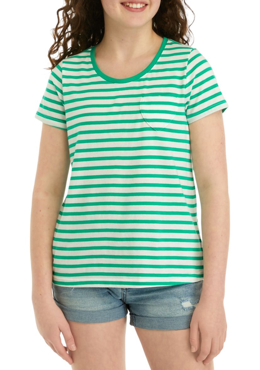 Girls 7-16 Short Sleeve Essential Jersey Yarn Dyed T-Shirt