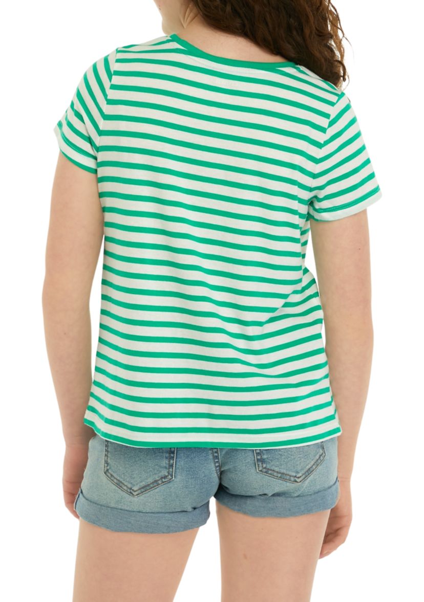 Girls 7-16 Short Sleeve Essential Jersey Yarn Dyed T-Shirt