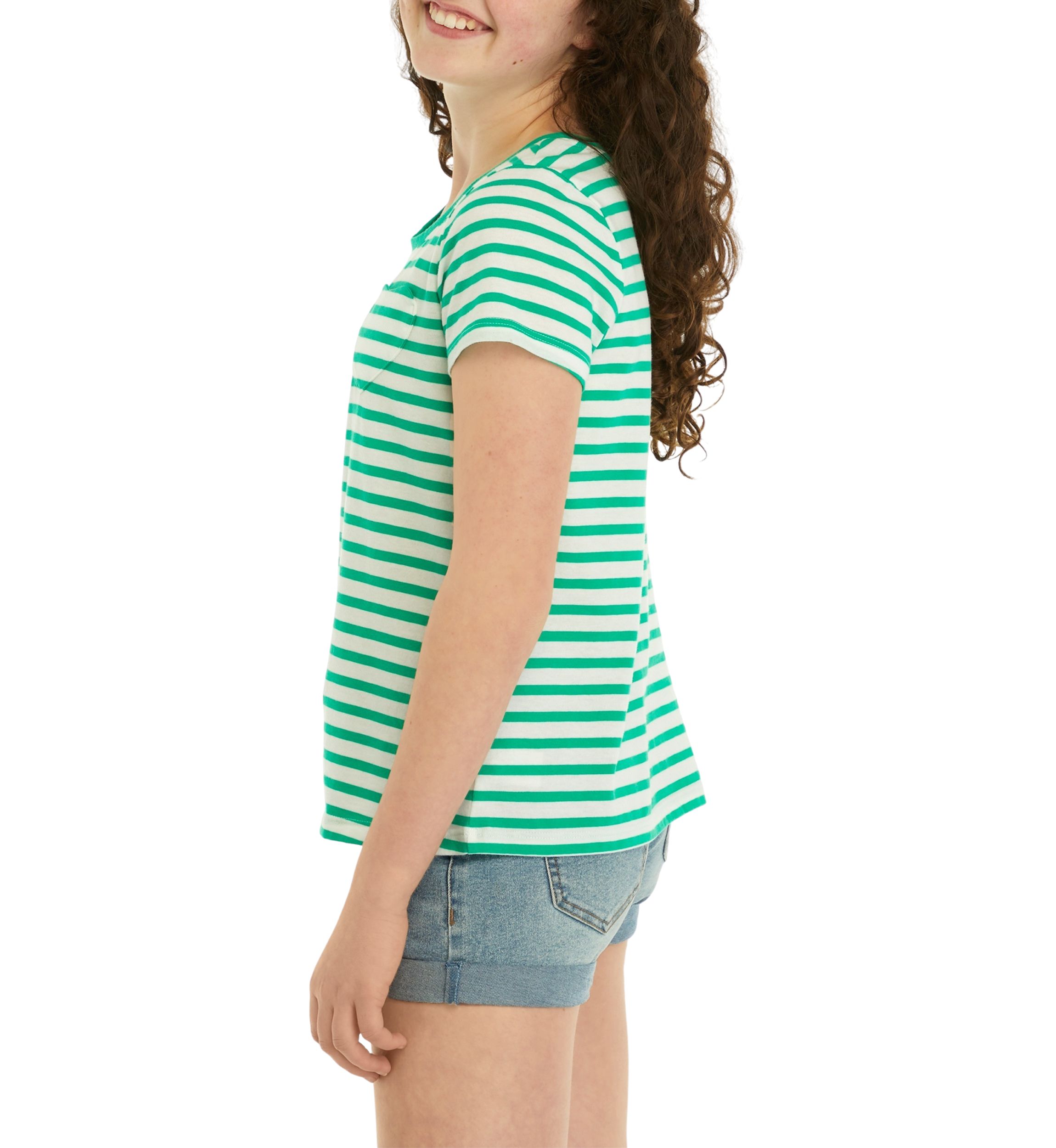 Girls 7-16 Short Sleeve Essential Jersey Yarn Dyed T-Shirt