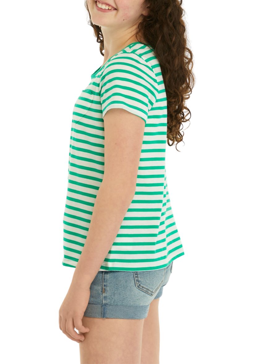 Girls 7-16 Short Sleeve Essential Jersey Yarn Dyed T-Shirt