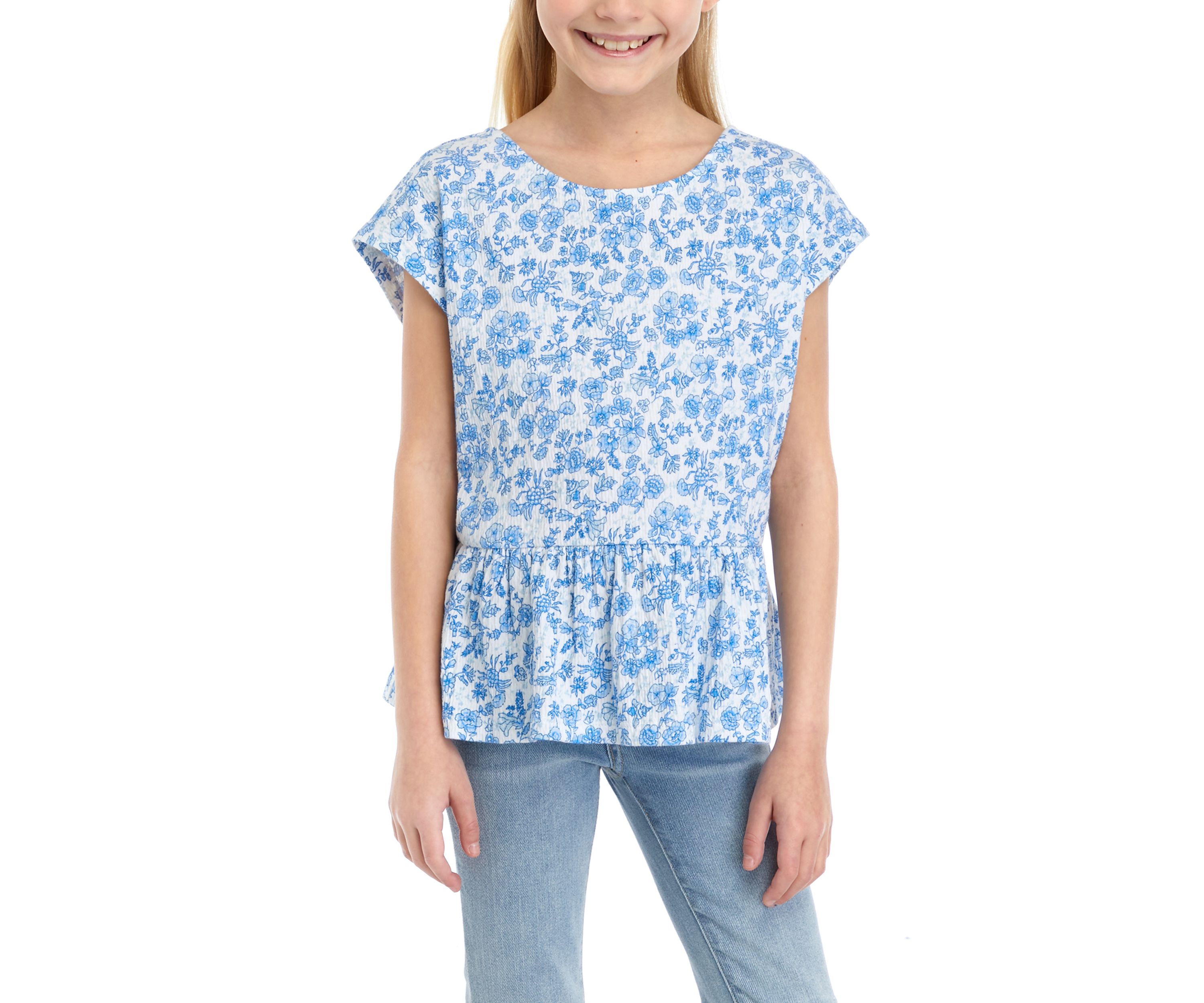 Girls 7-16 Bow Back Printed Top