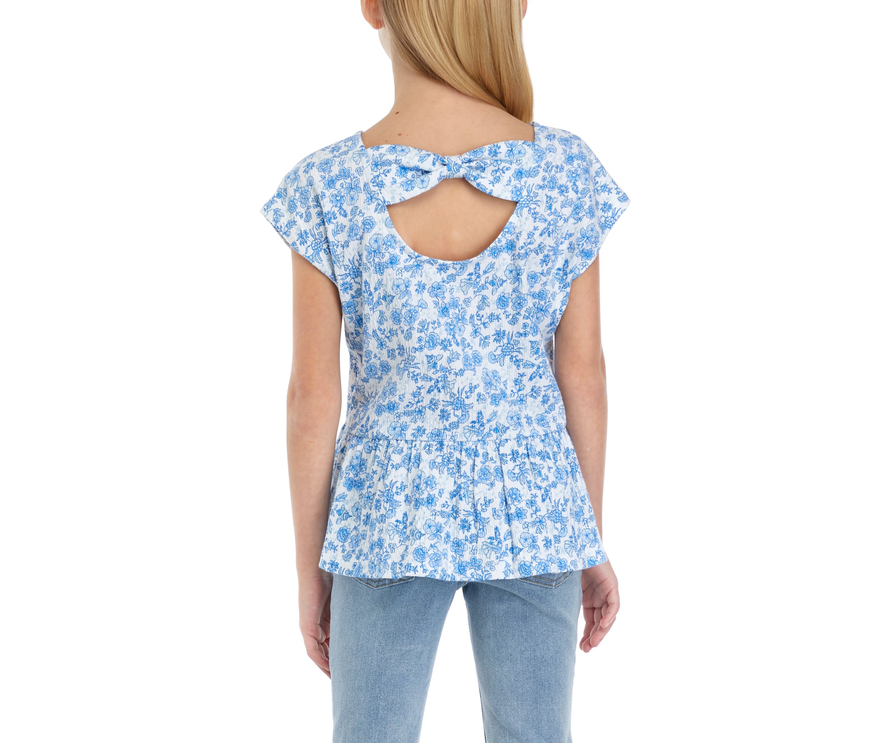 Girls 7-16 Bow Back Printed Top