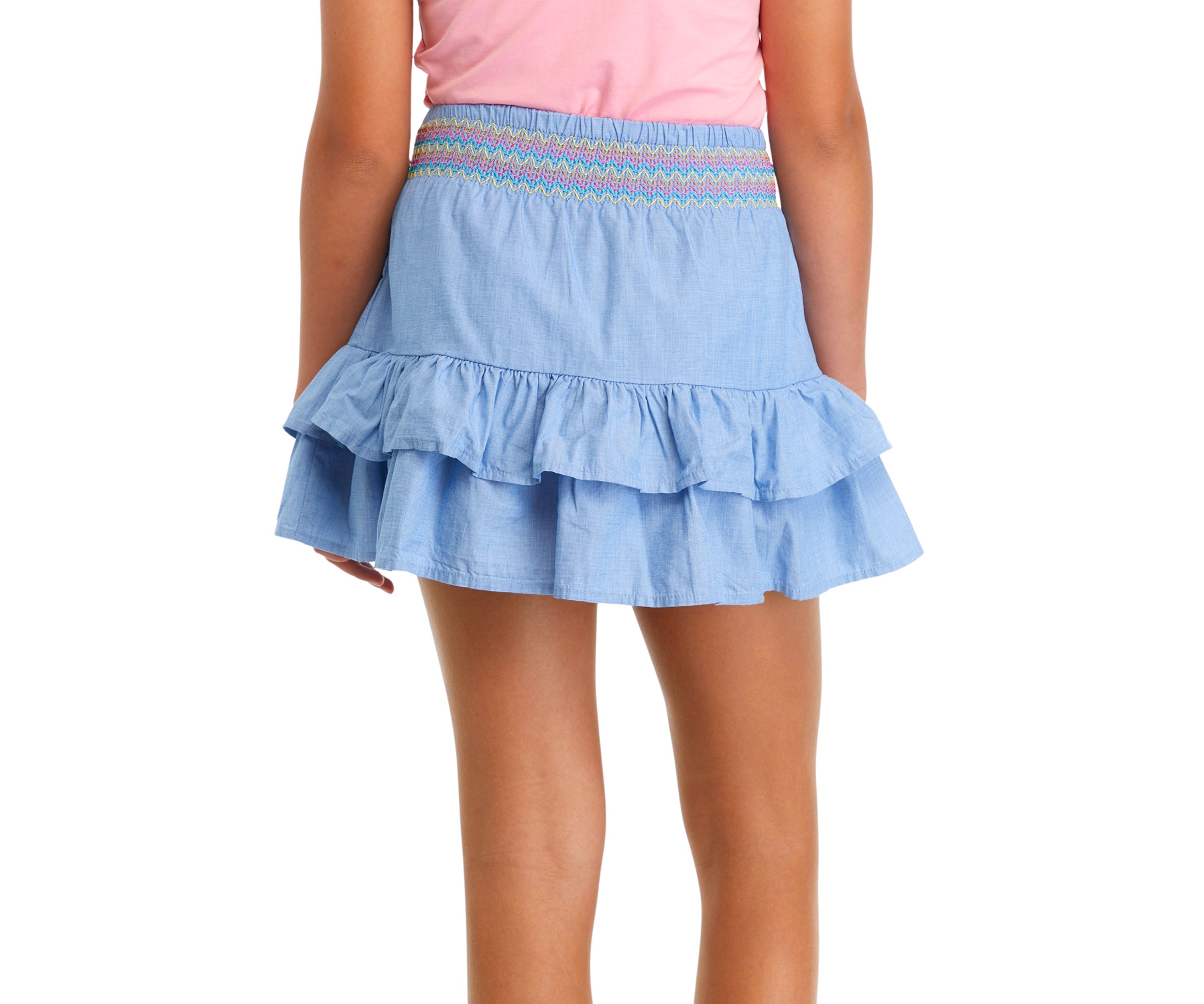 Girls 7-16 End on End Woven Ruffle Skirt