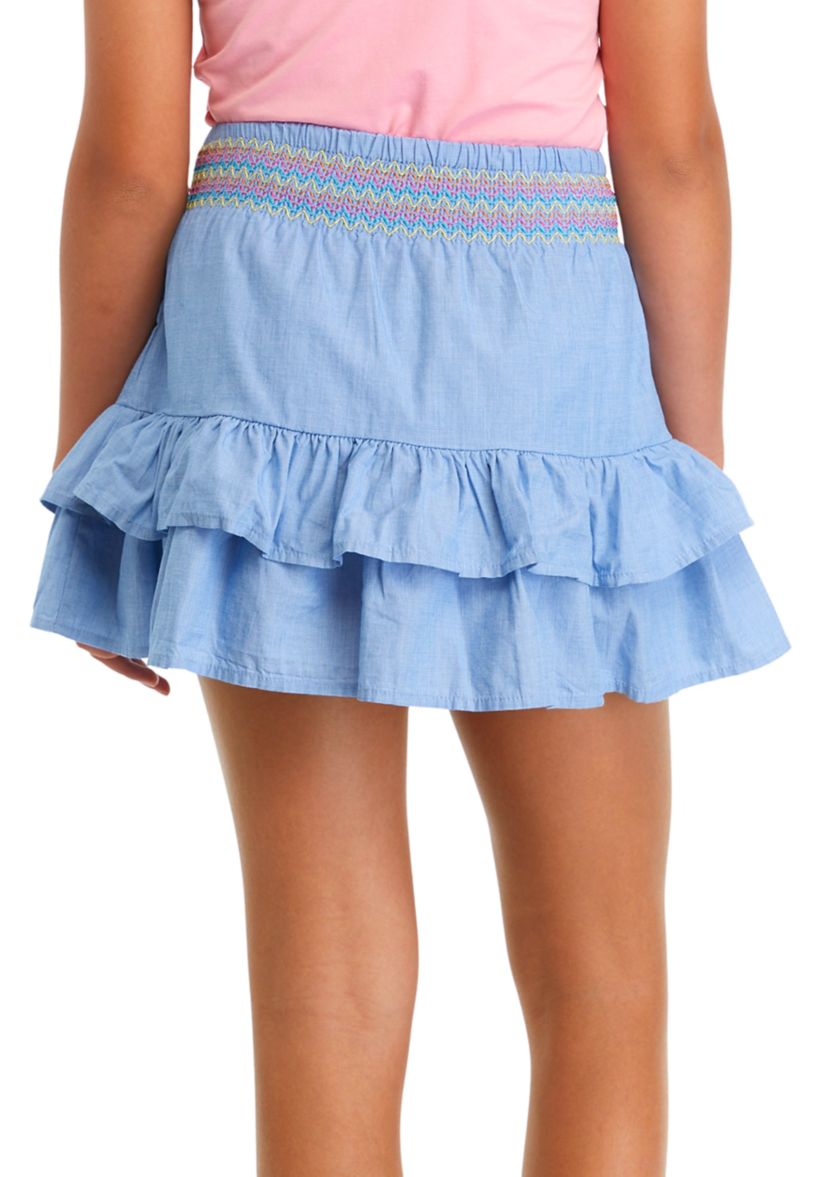 Girls 7-16 End on End Woven Ruffle Skirt