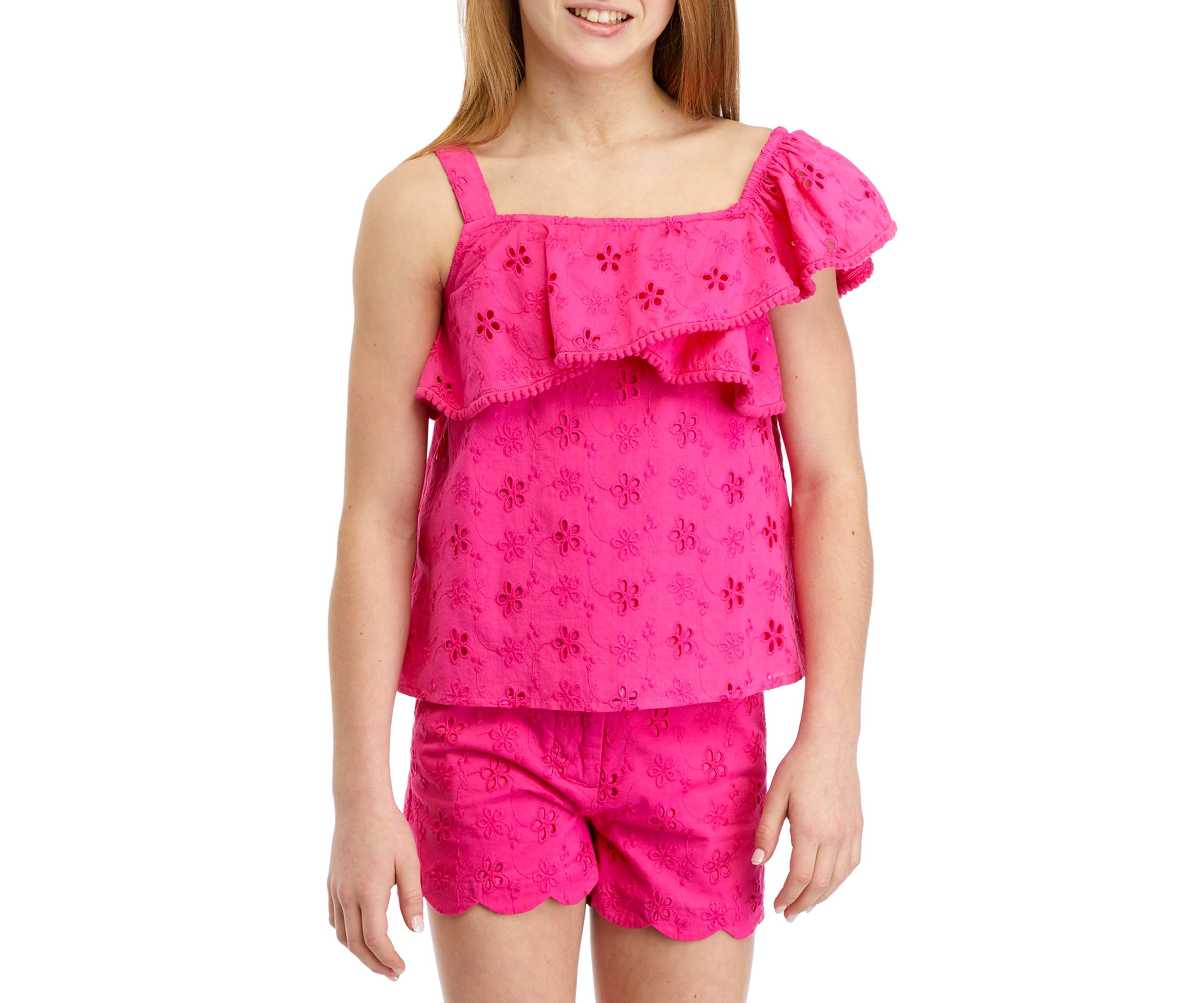 Girls 7-16 Eyelet One Shoulder Top