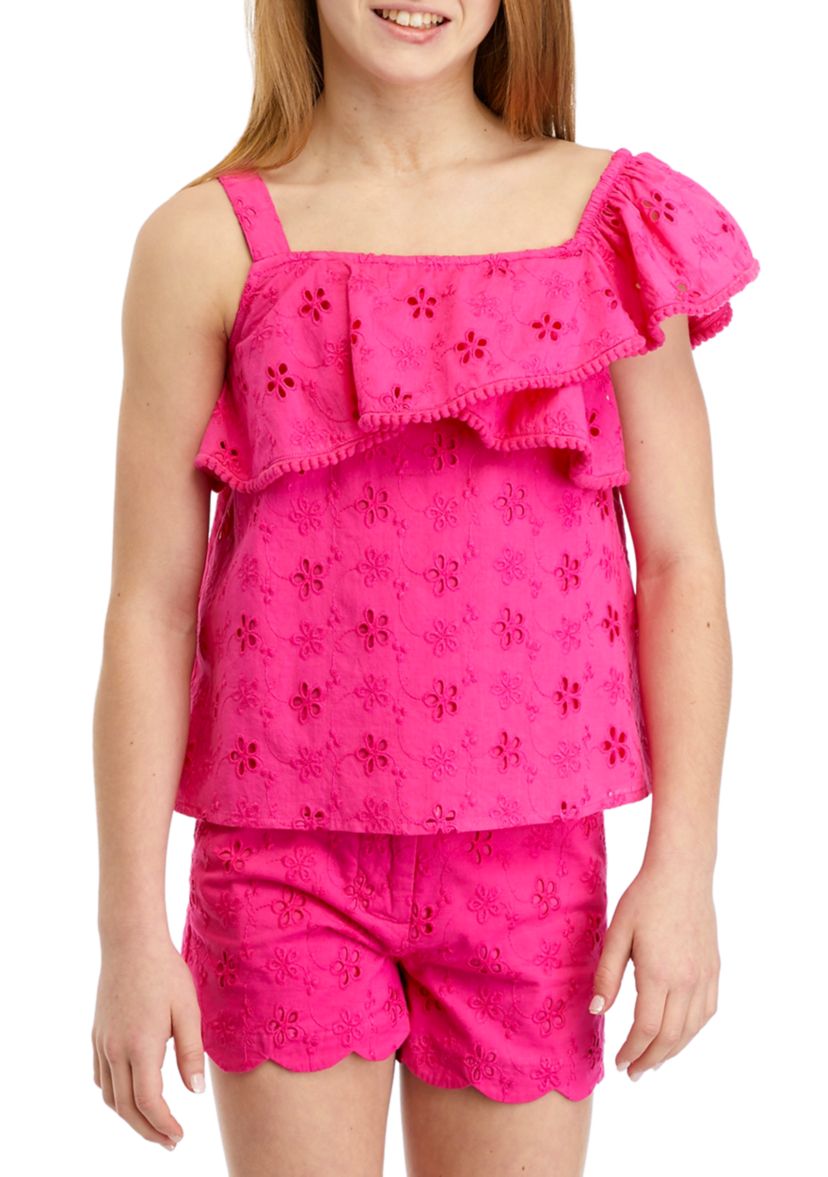 Girls 7-16 Eyelet One Shoulder Top