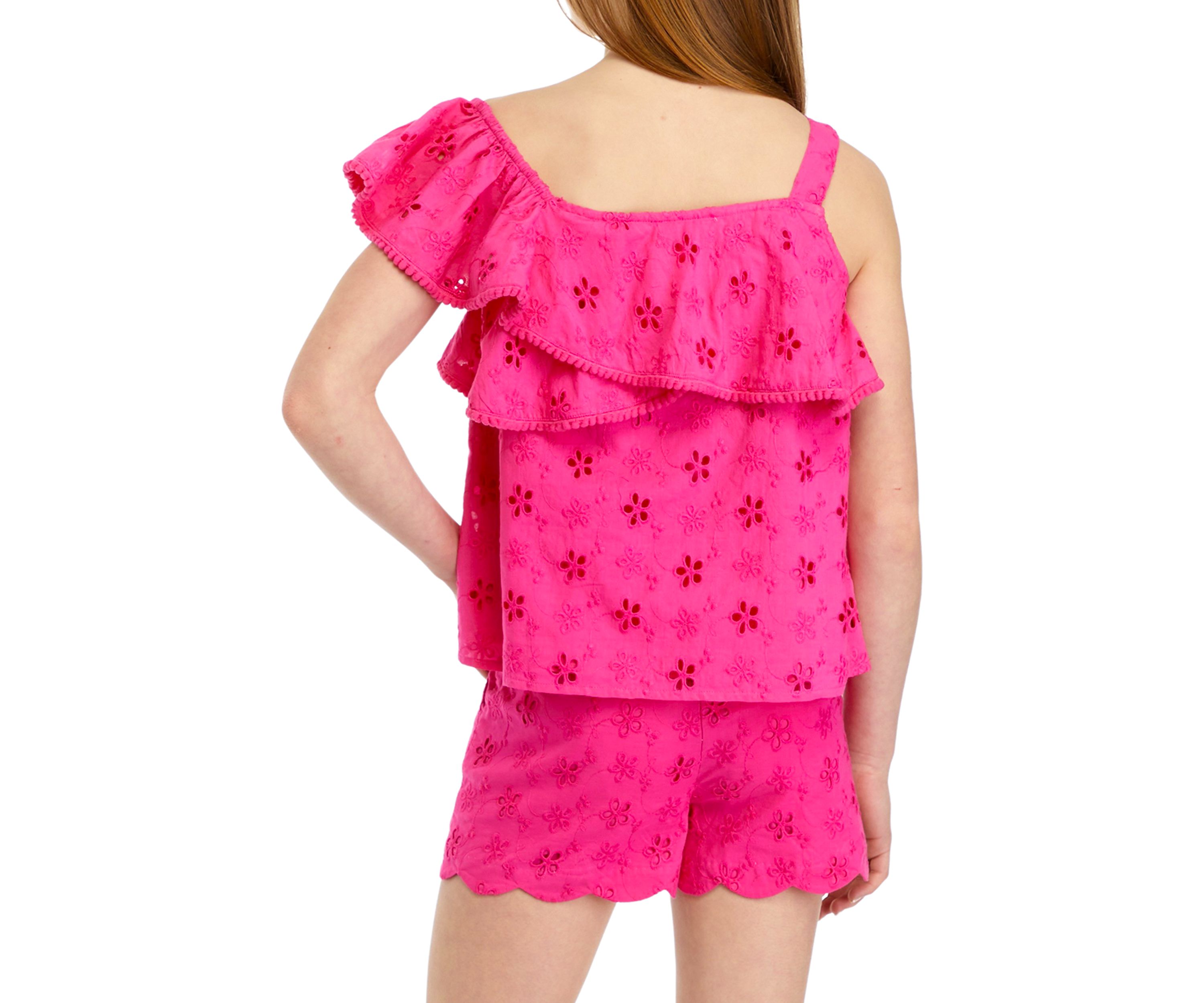 Girls 7-16 Eyelet One Shoulder Top