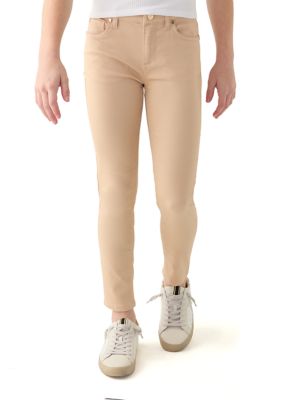 Crown & Ivy Girls 7-16 Stretch 5 Pocket Full Length Pants, Tan