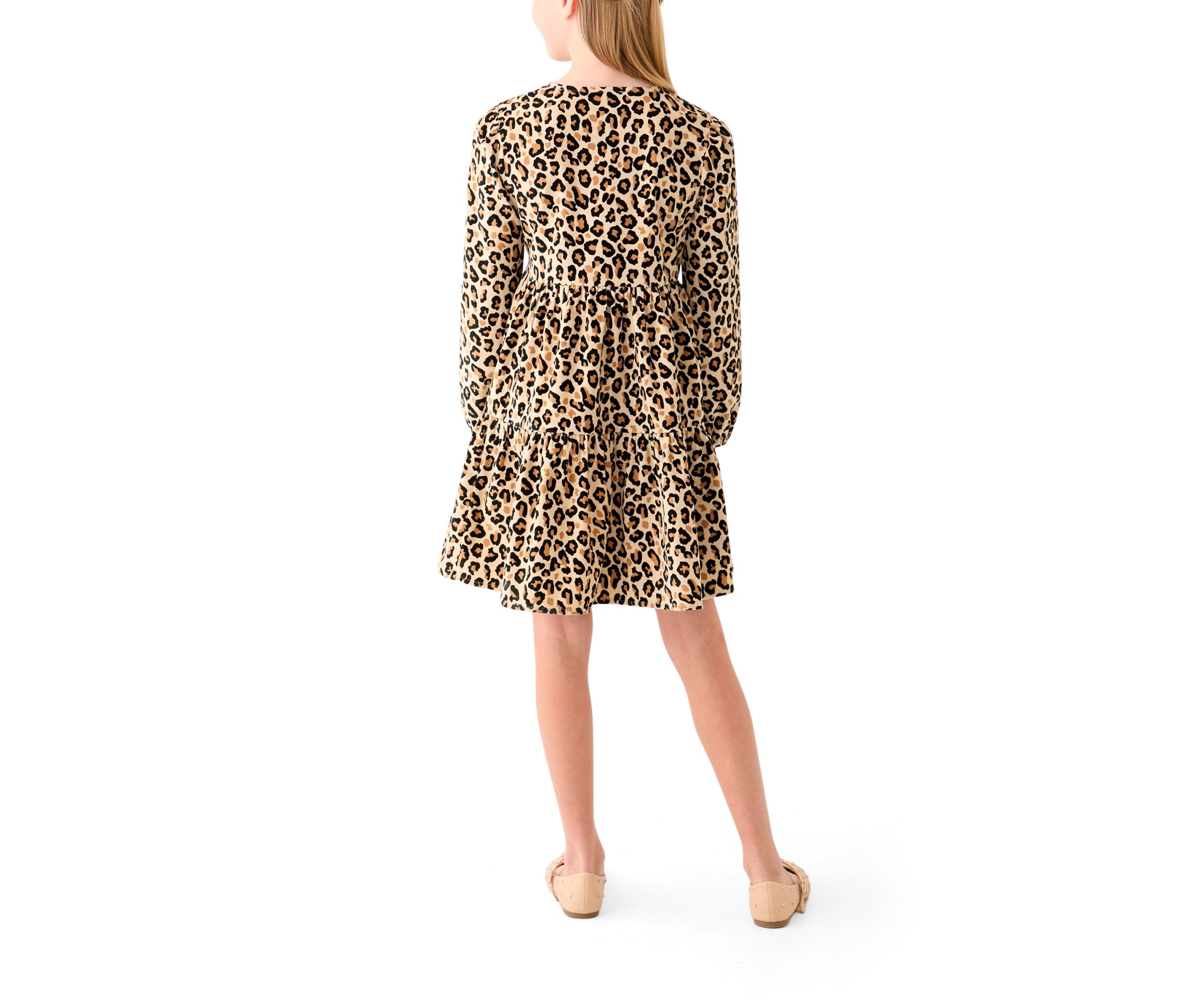 Girls 7-16 Long Sleeve Corduroy Printed Dress