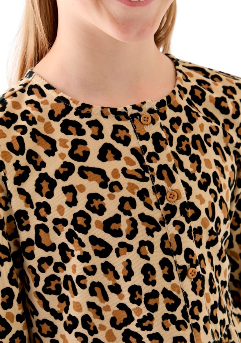 Girls 7-16 Long Sleeve Corduroy Printed Dress