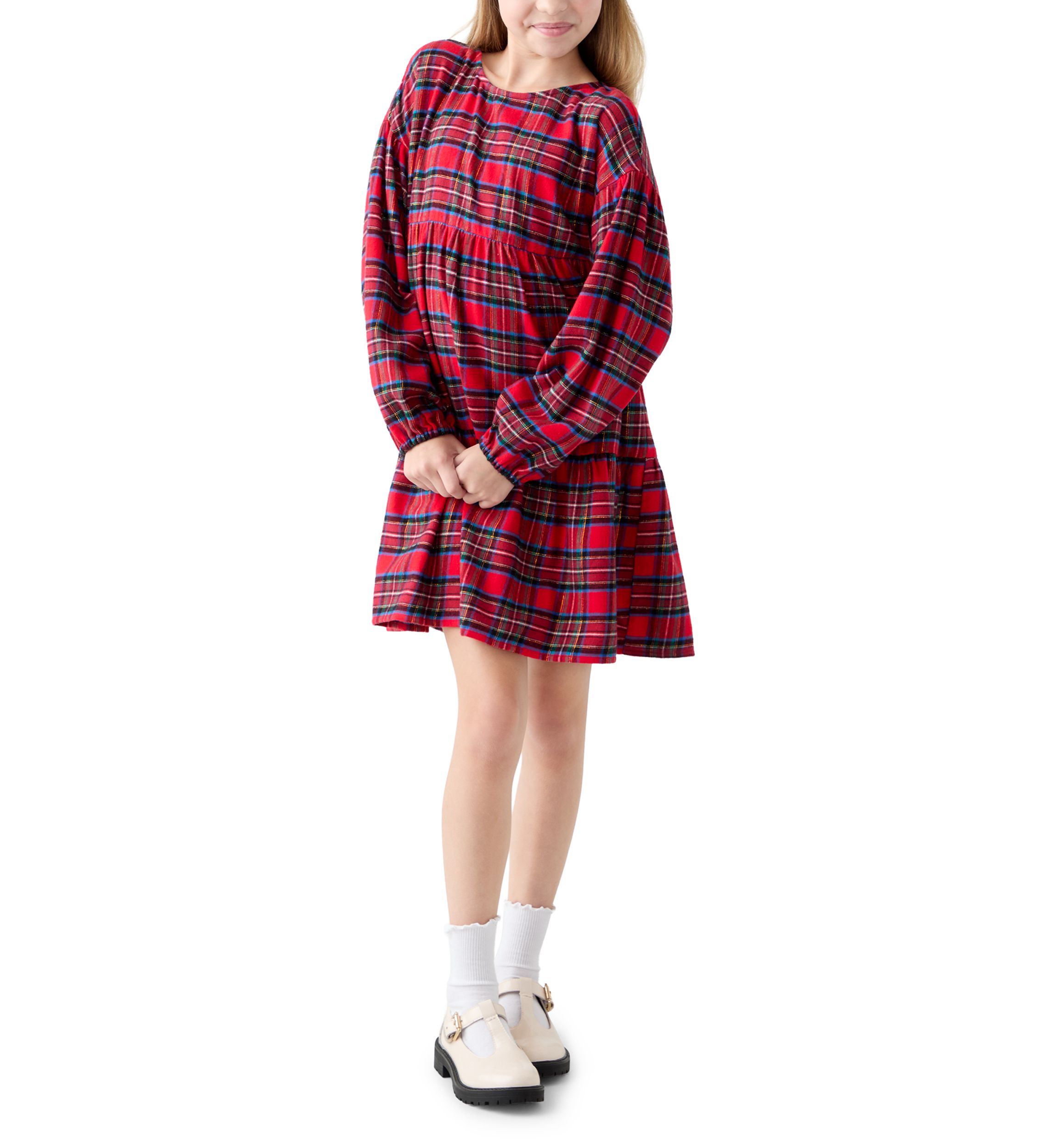 Girls 7-16 Plaid Tiered Dress