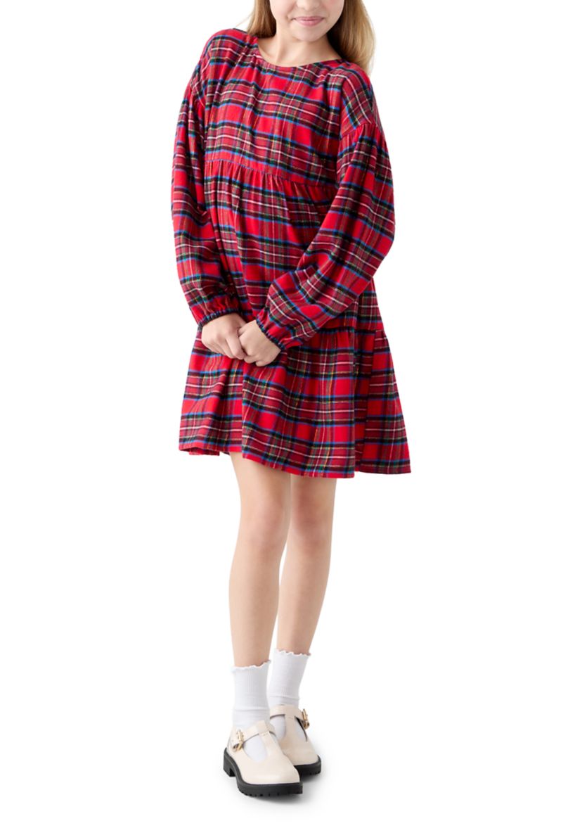 Girls 7-16 Plaid Tiered Dress