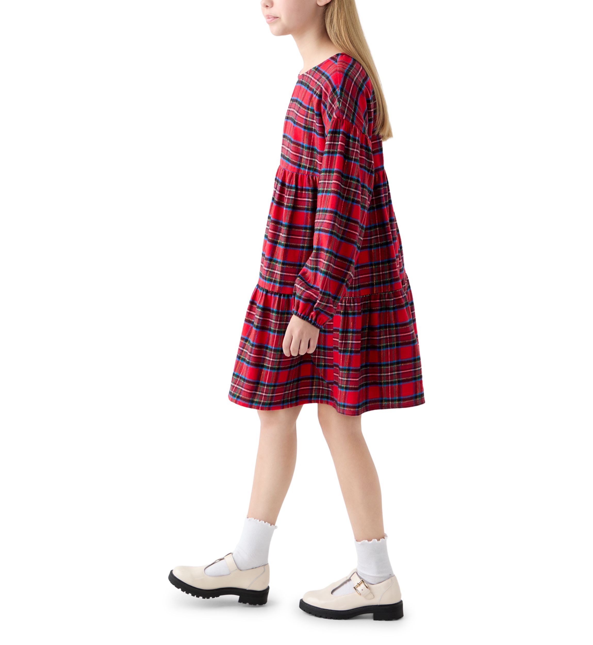 Girls 7-16 Plaid Tiered Dress
