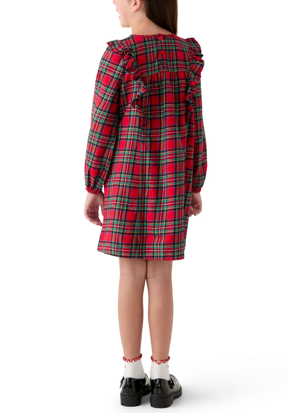 Girls 7-16 Long Sleeve Ruffle Front Dress