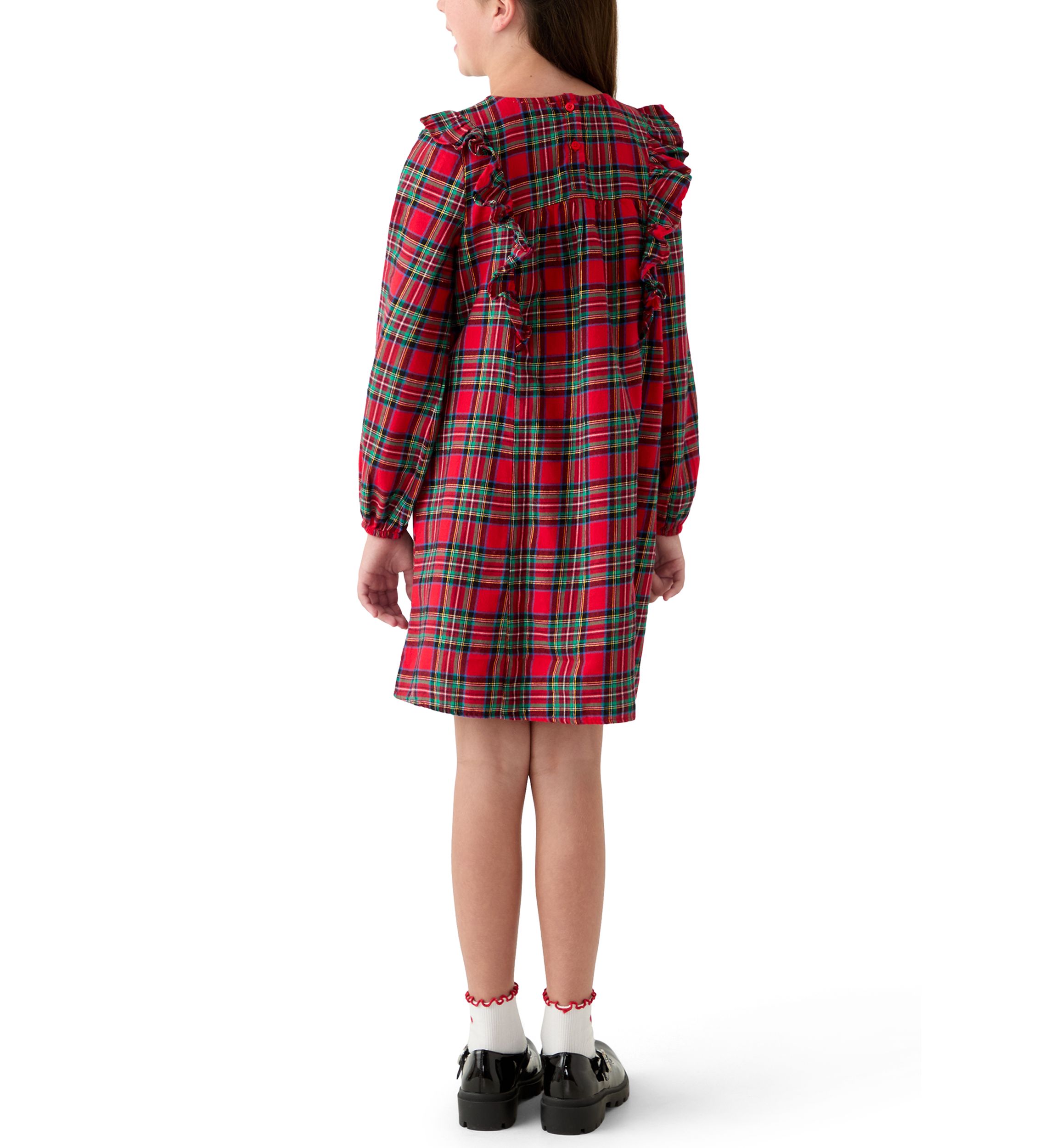 Girls 7-16 Long Sleeve Ruffle Front Dress