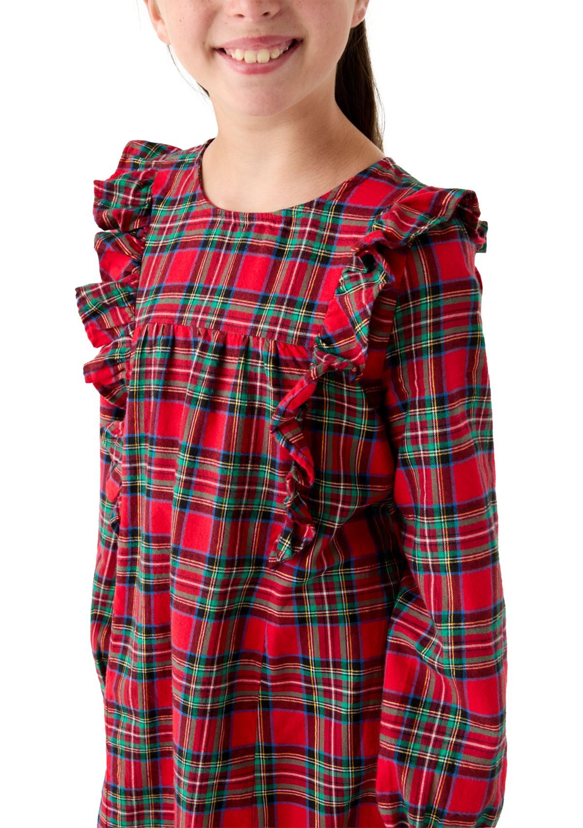 Girls 7-16 Long Sleeve Ruffle Front Dress