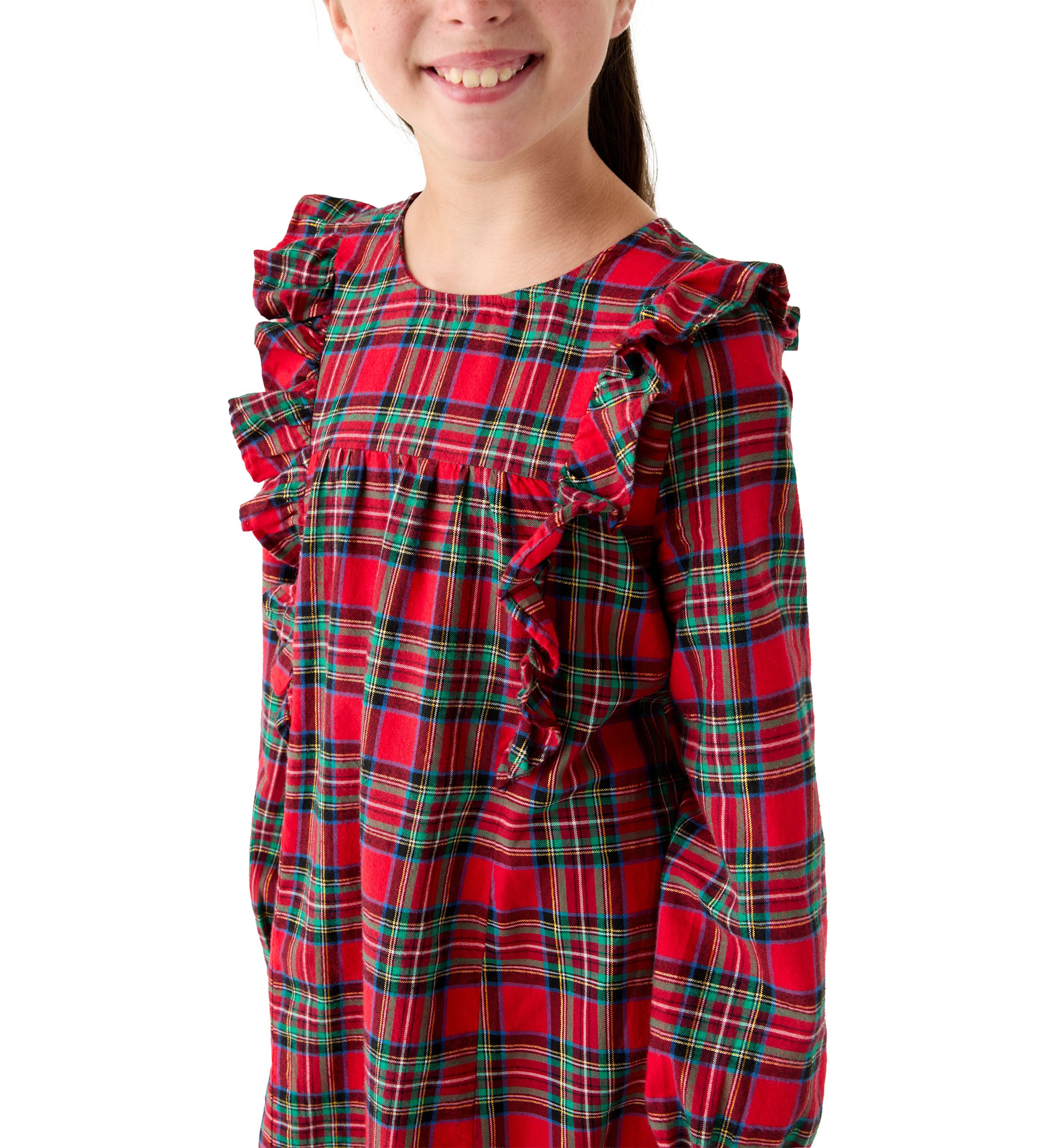 Girls 7-16 Long Sleeve Ruffle Front Dress