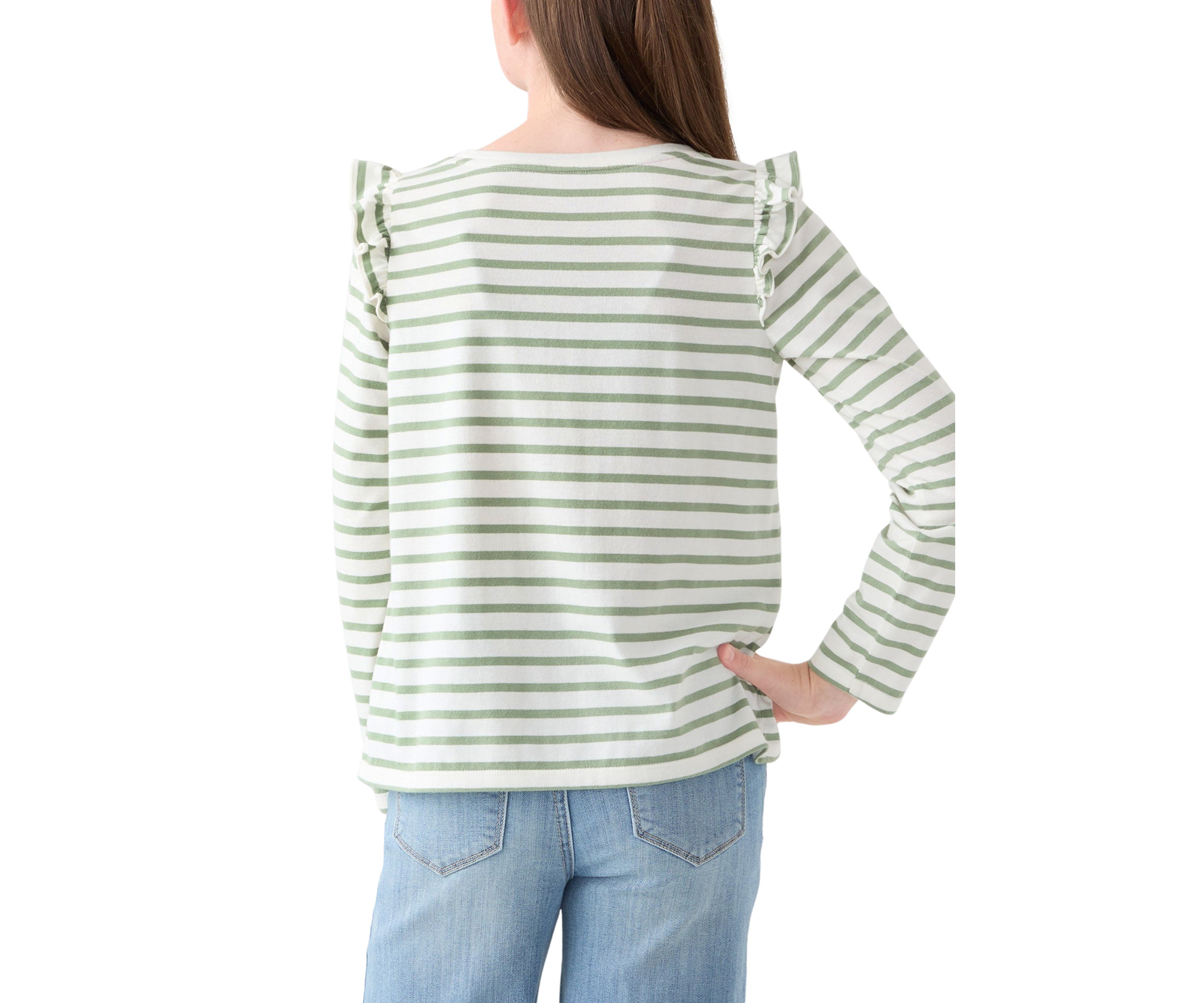 Girls 7-16 Long Sleeve Ruffle Shoulder T-Shirt 