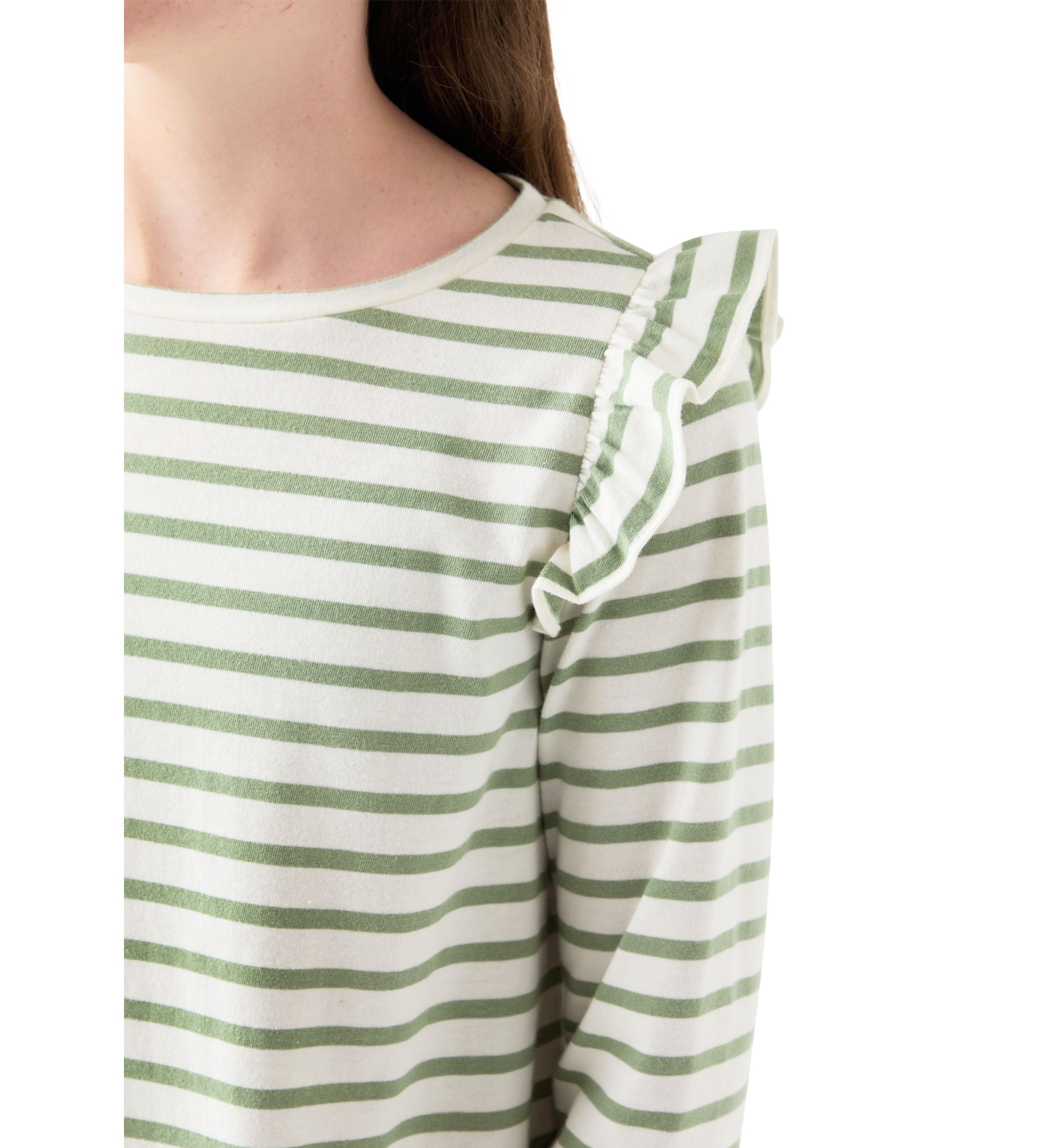 Girls 7-16 Long Sleeve Ruffle Shoulder T-Shirt 