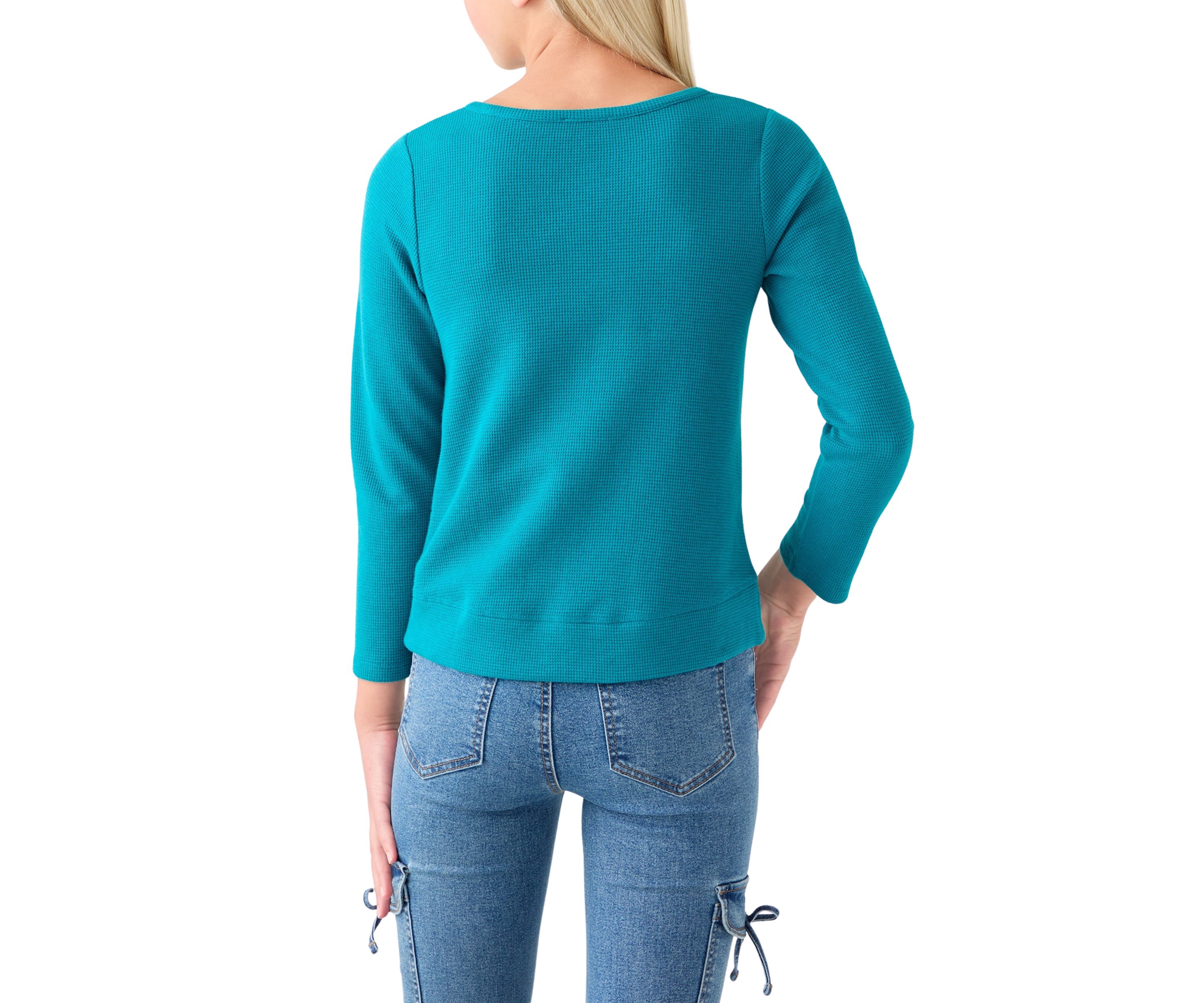 Girls 7-16 Twist Front Waffle Knit Top