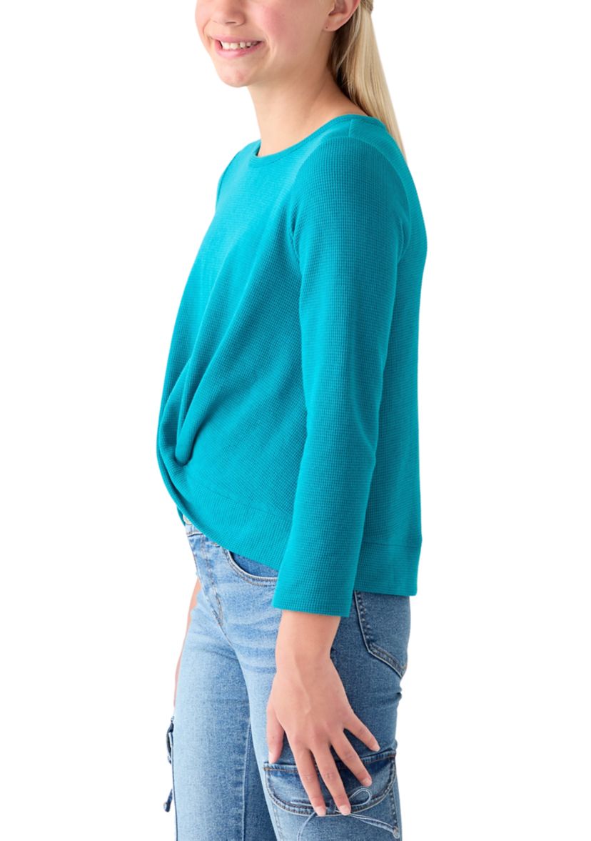 Girls 7-16 Twist Front Waffle Knit Top